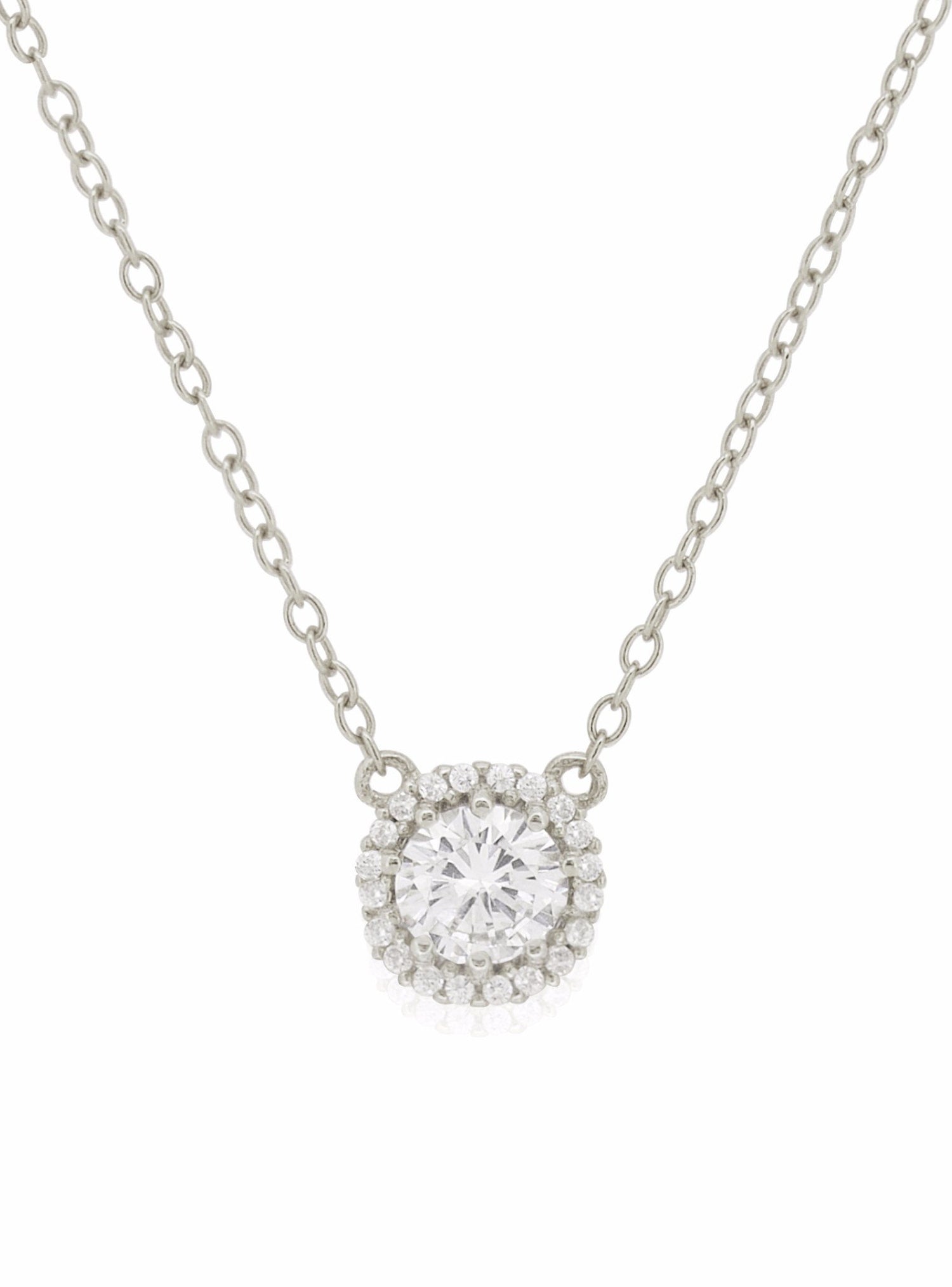 Scarlett Halo Cluster Cz Necklace in Sterling Silver
