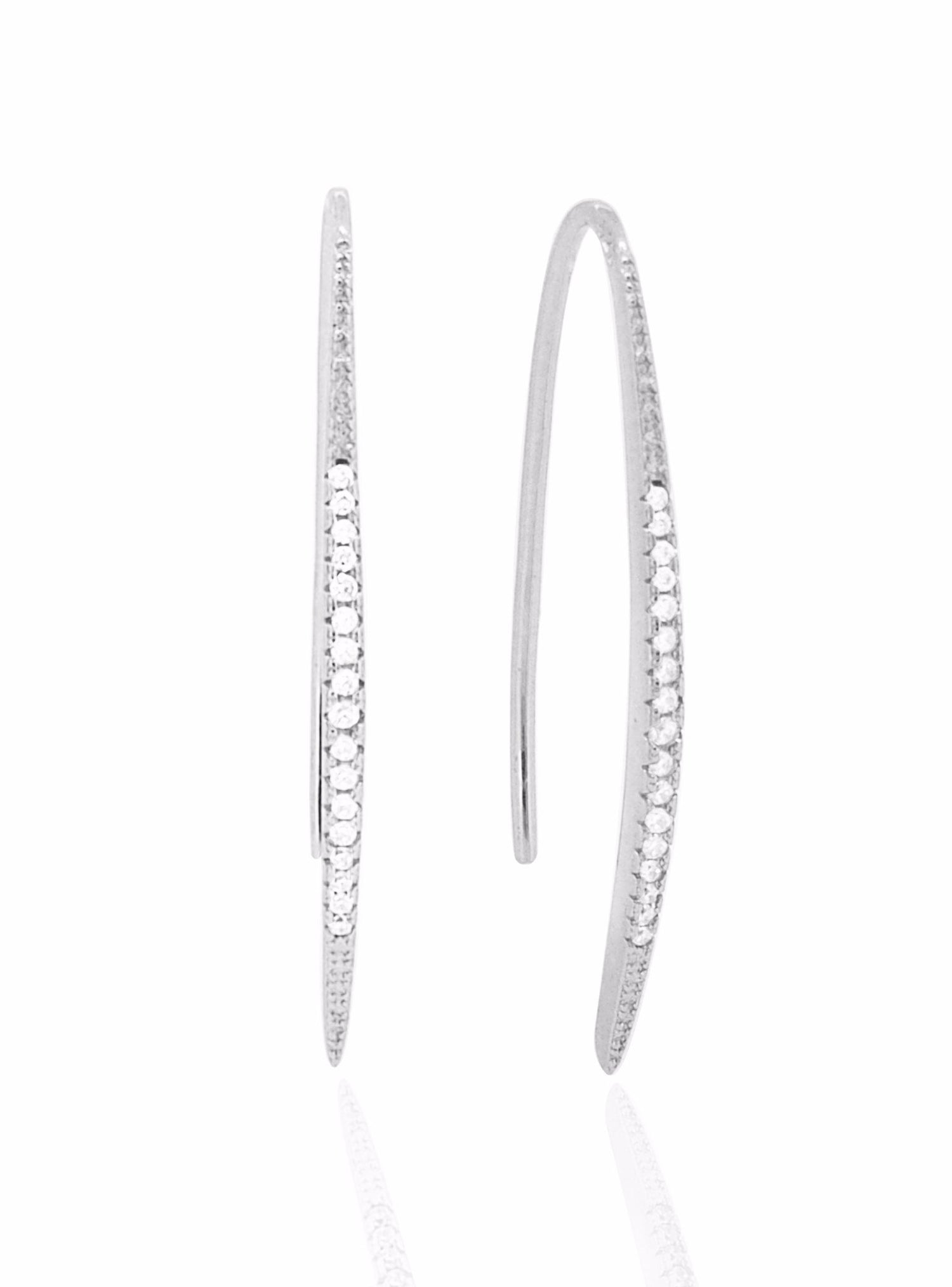 Adeline Cz Drop Bar Earrings in Sterling Silver