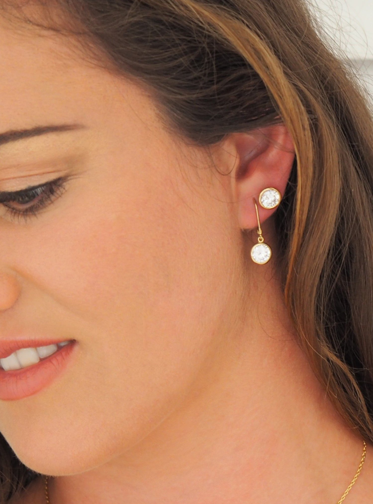 Taylor 7.5mm Cz Stud Earrings in Gold