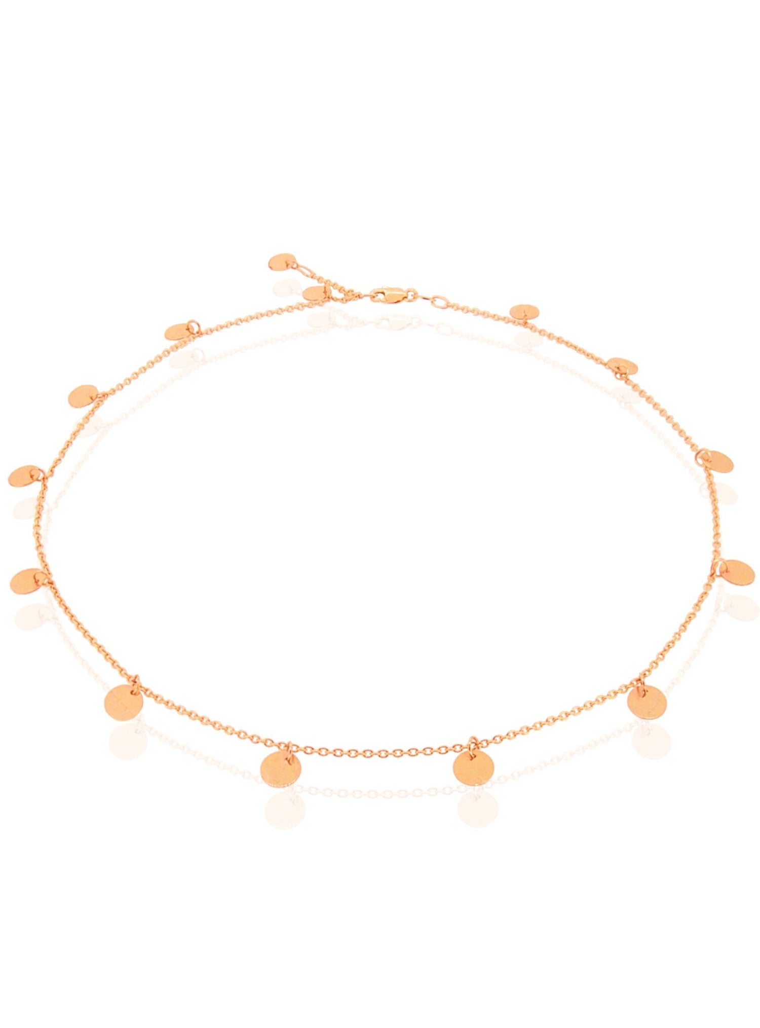 Mini Coin Tag Charm Necklace in 9ct Rose Gold