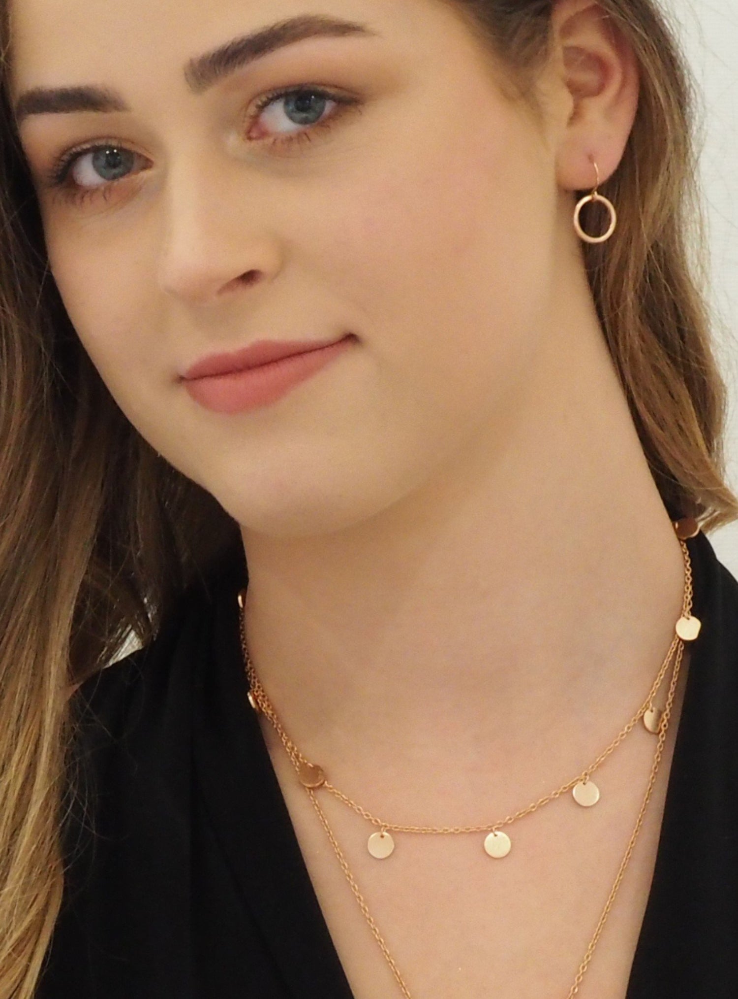 Mini Coin Tag Charm Necklace in 9ct Rose Gold
