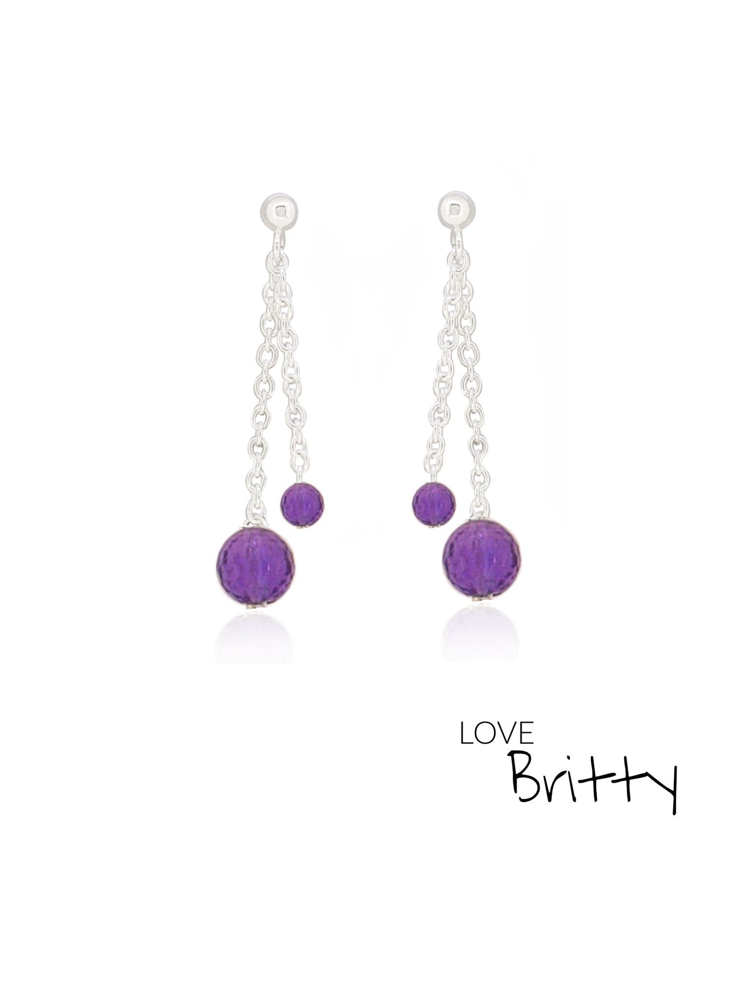 Amethyst Drop Earrings in Sterling Silver