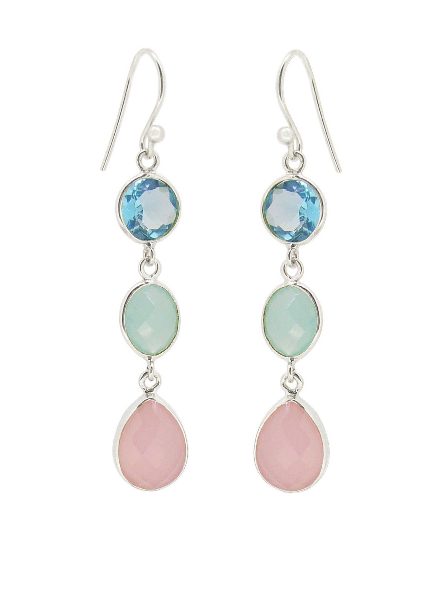 Clarke Gemstone Drop Earrings in Sterling Silver