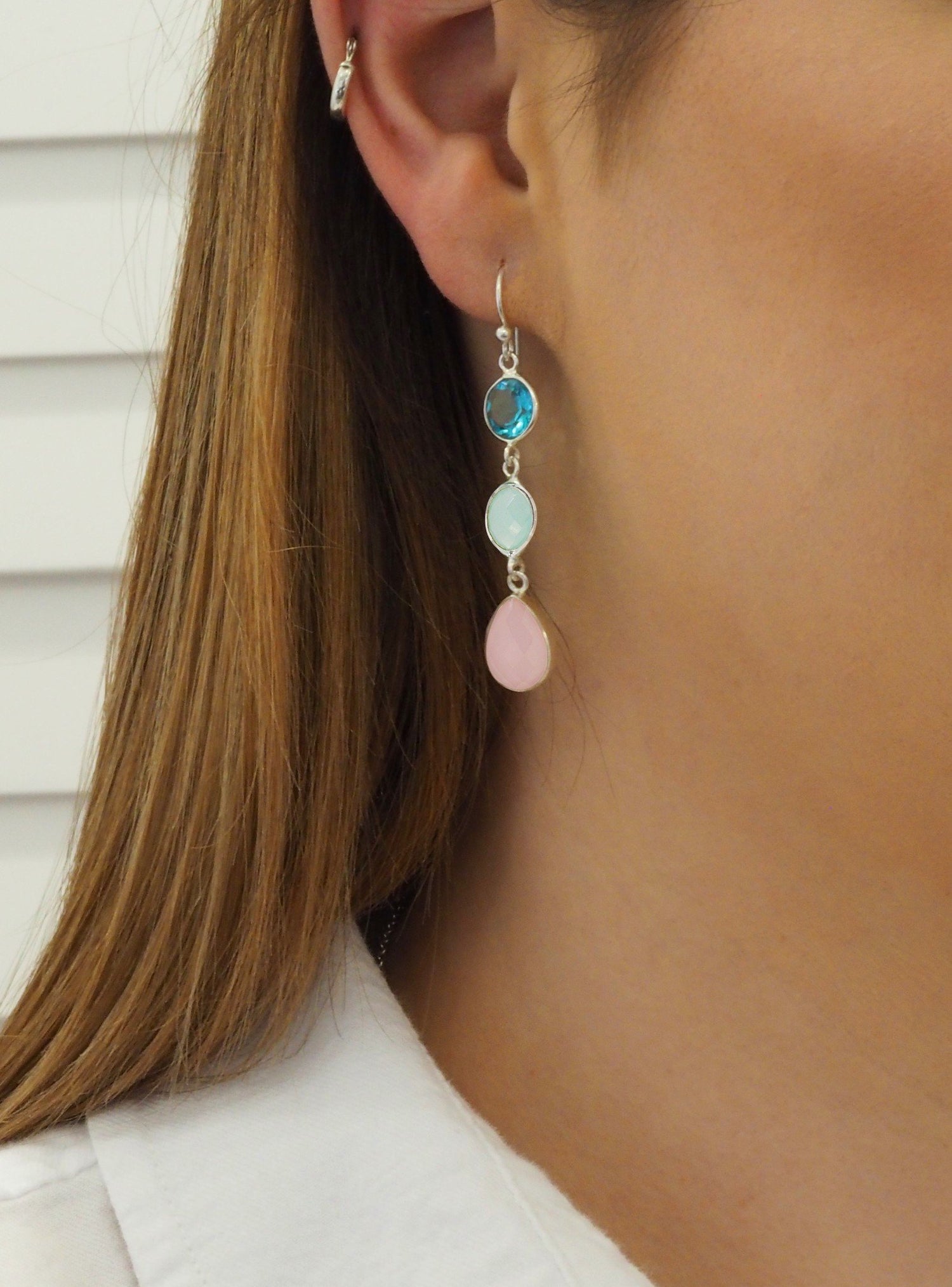 Clarke Gemstone Drop Earrings in Sterling Silver