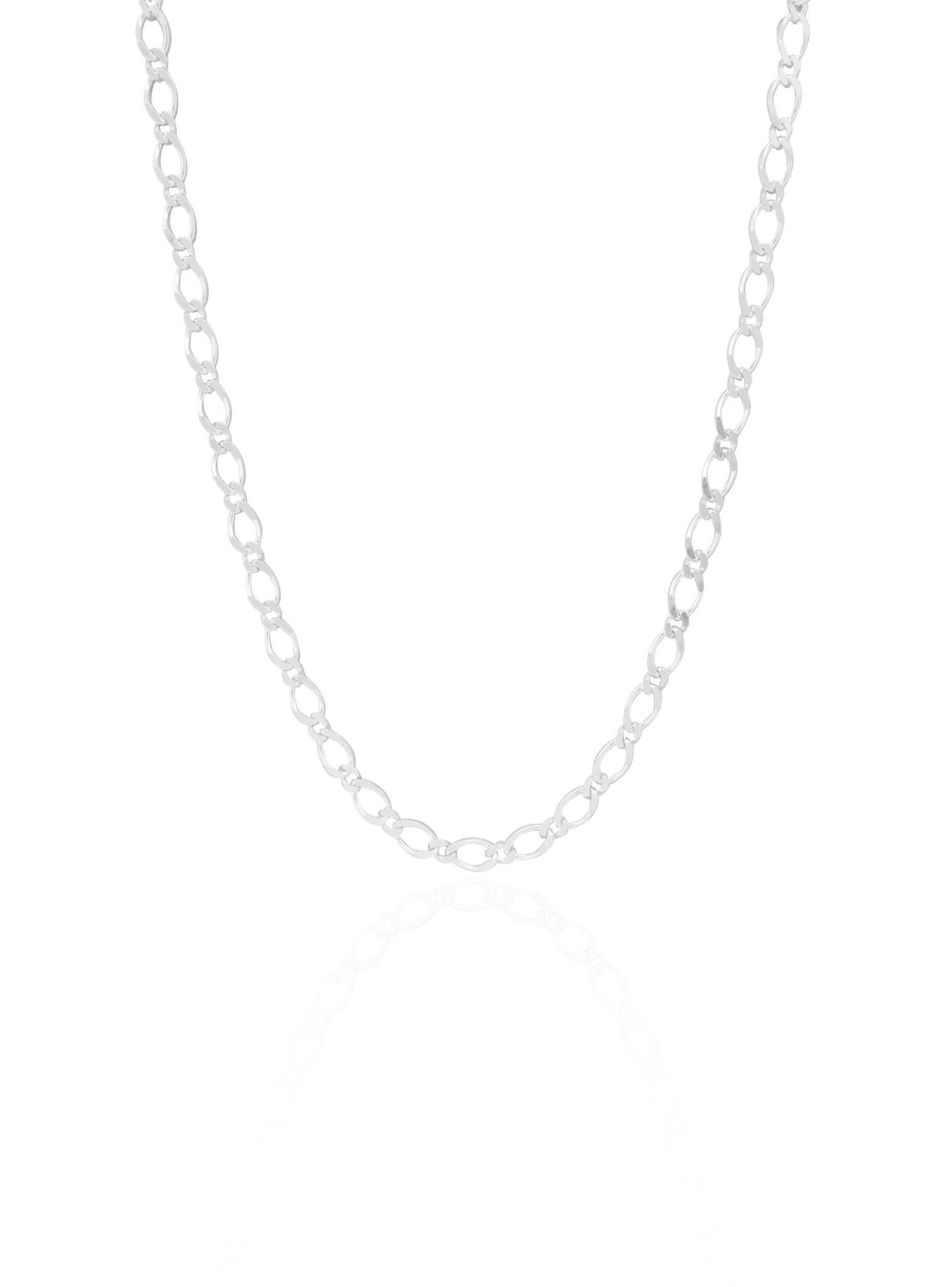 Reagan Curb Figaro Necklace Chain in Sterling Silver