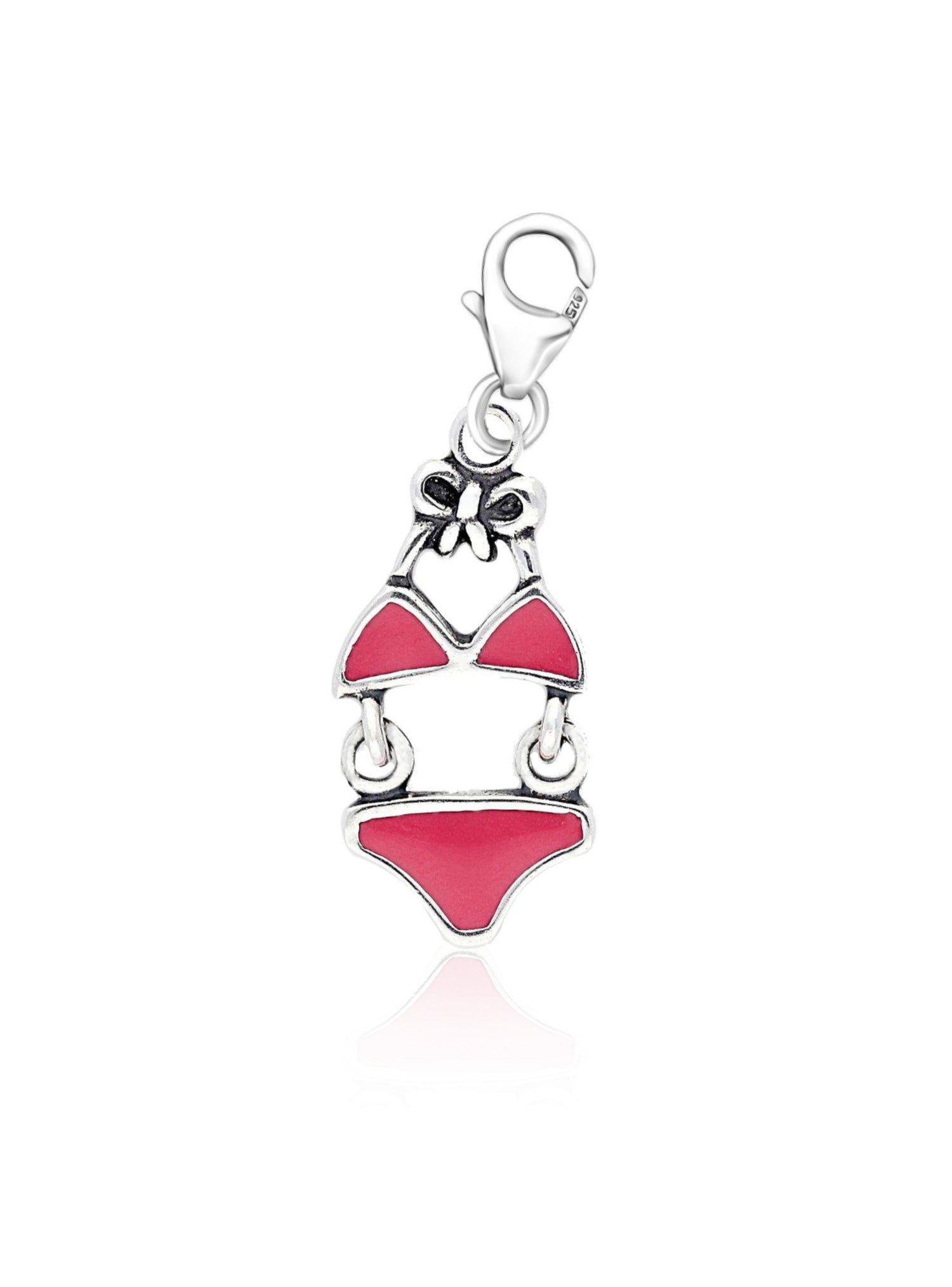 Pink Bikini Bathers Charm in Sterling Silver