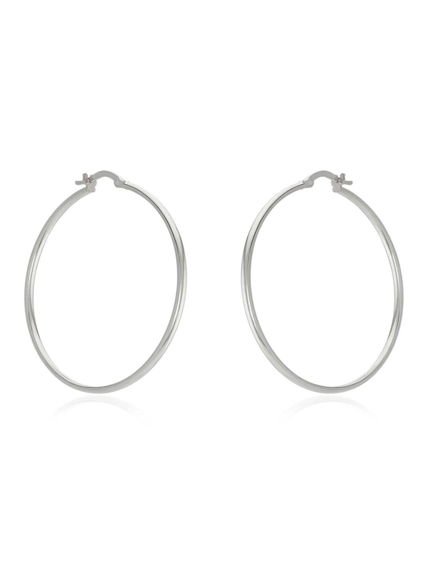 Large Gypsy Hoop Earrings in 9ct White Gold