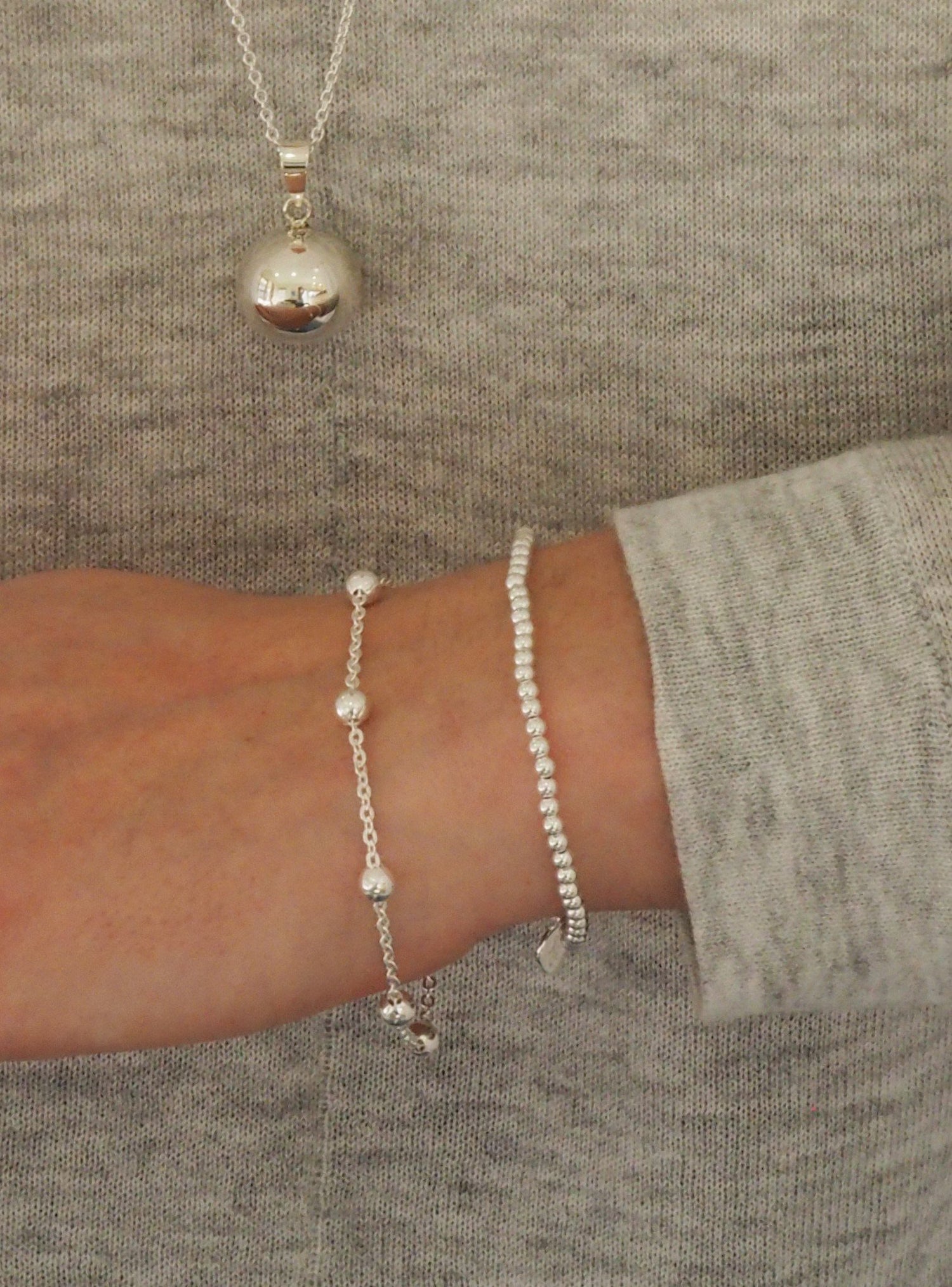 Elise Ball Cable Chain Bracelet Sterling Silver