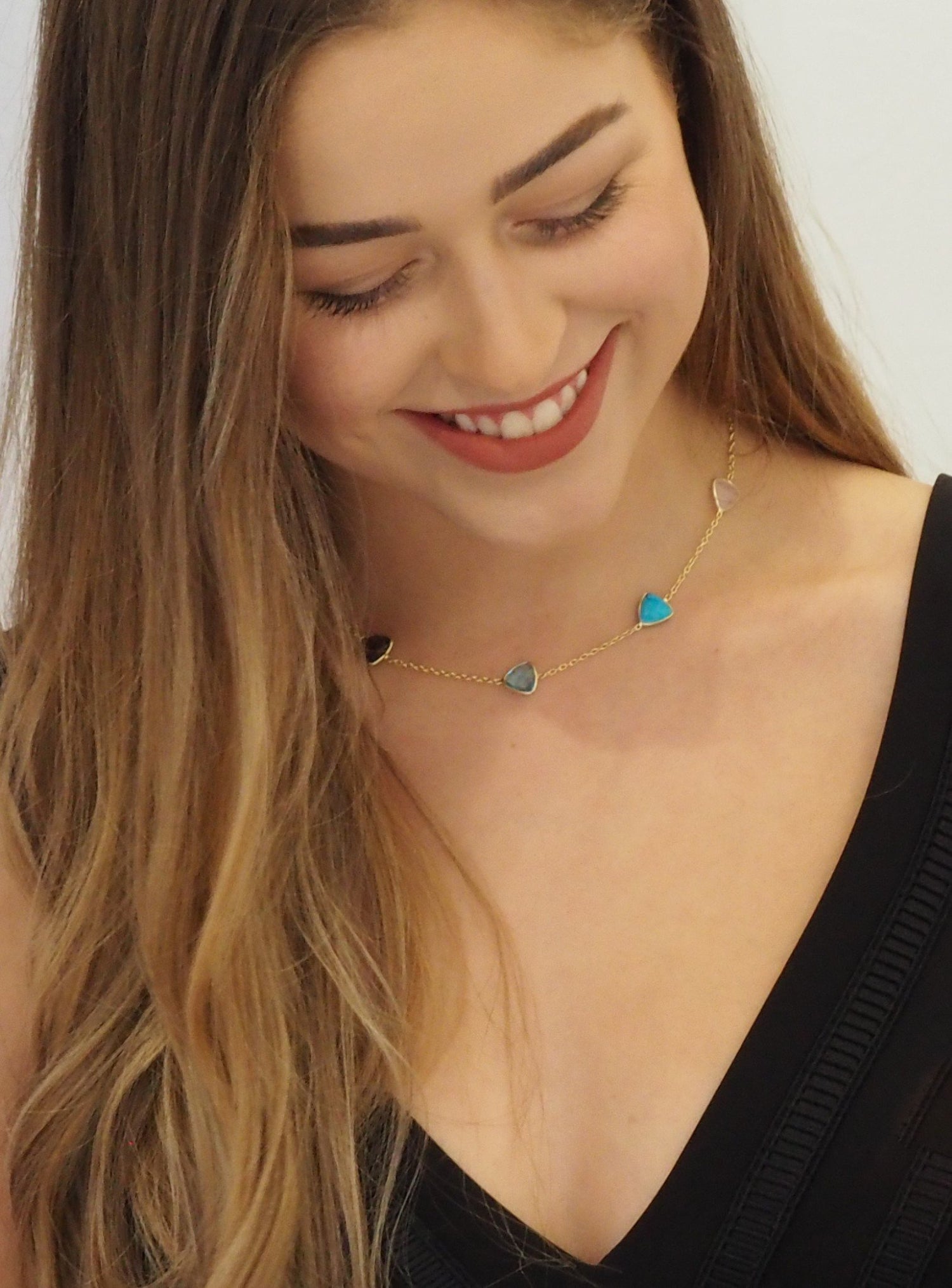 Showcase Multi Gemstone Necklace in Gold