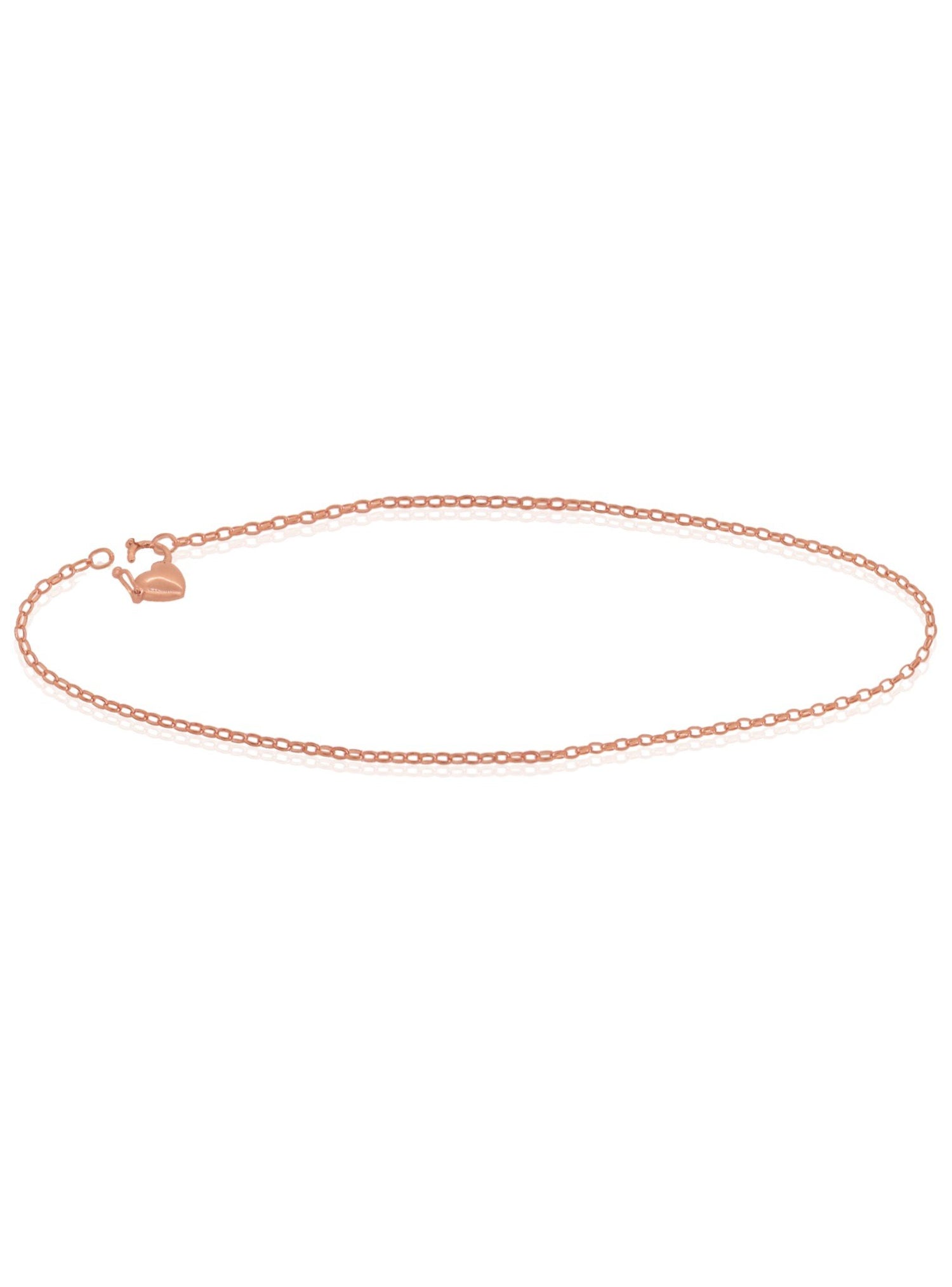 Anklet Padlock and Oval Belcher Chain in 9ct Rose Gold