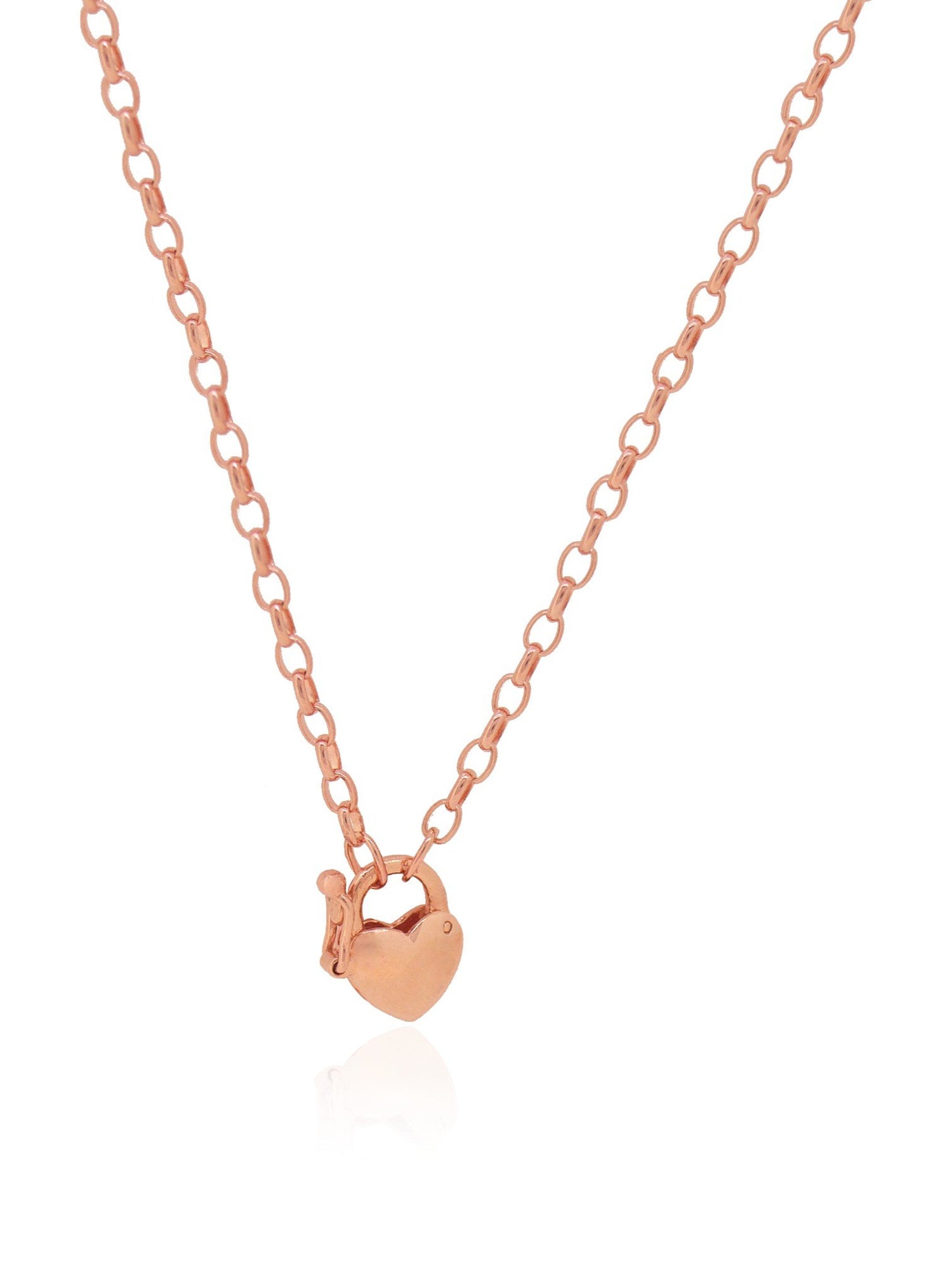 Anklet Padlock and Oval Belcher Chain in 9ct Rose Gold