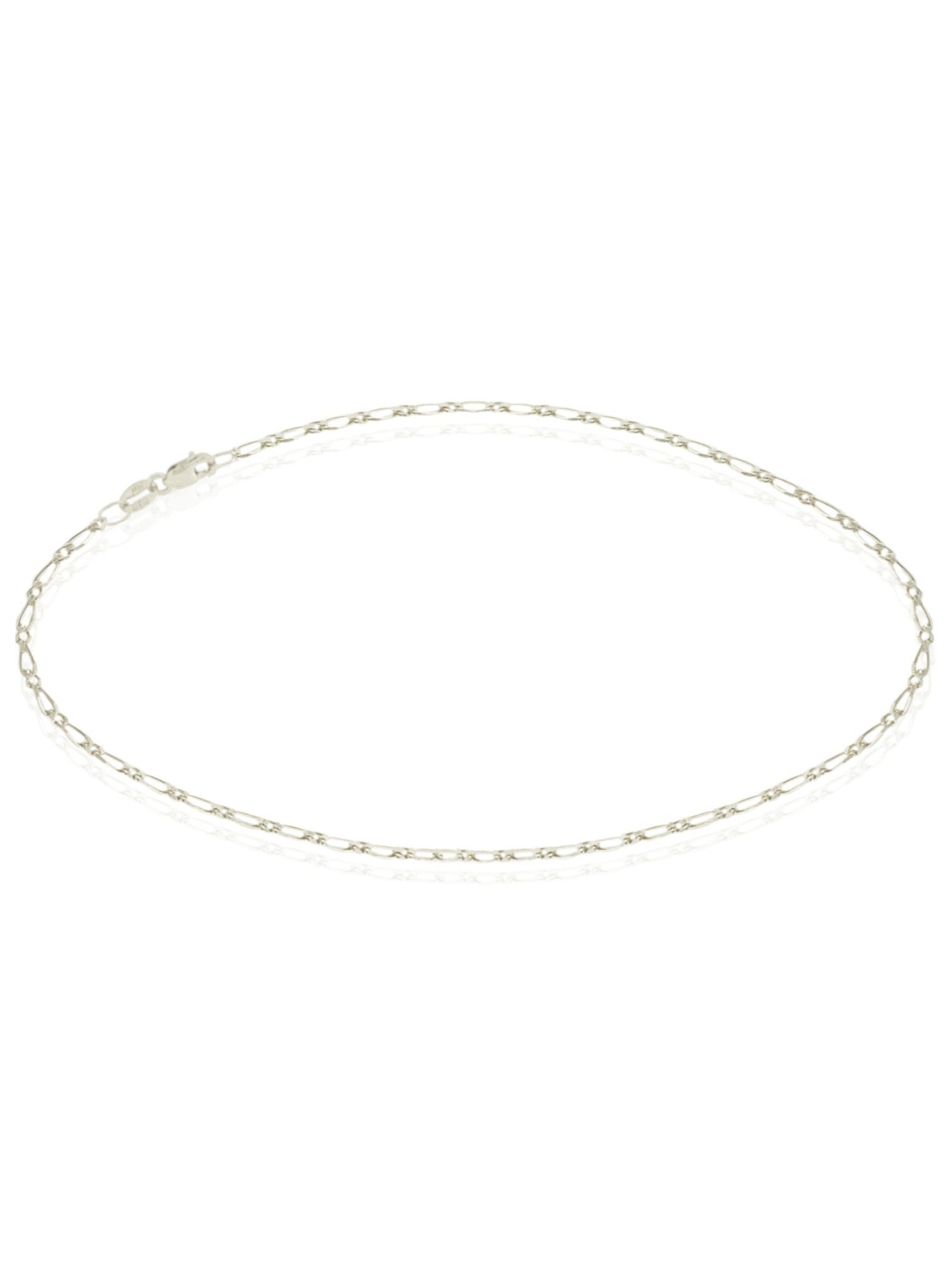 Figaro 1x1 Curb Anklet Chain in Sterling Silver