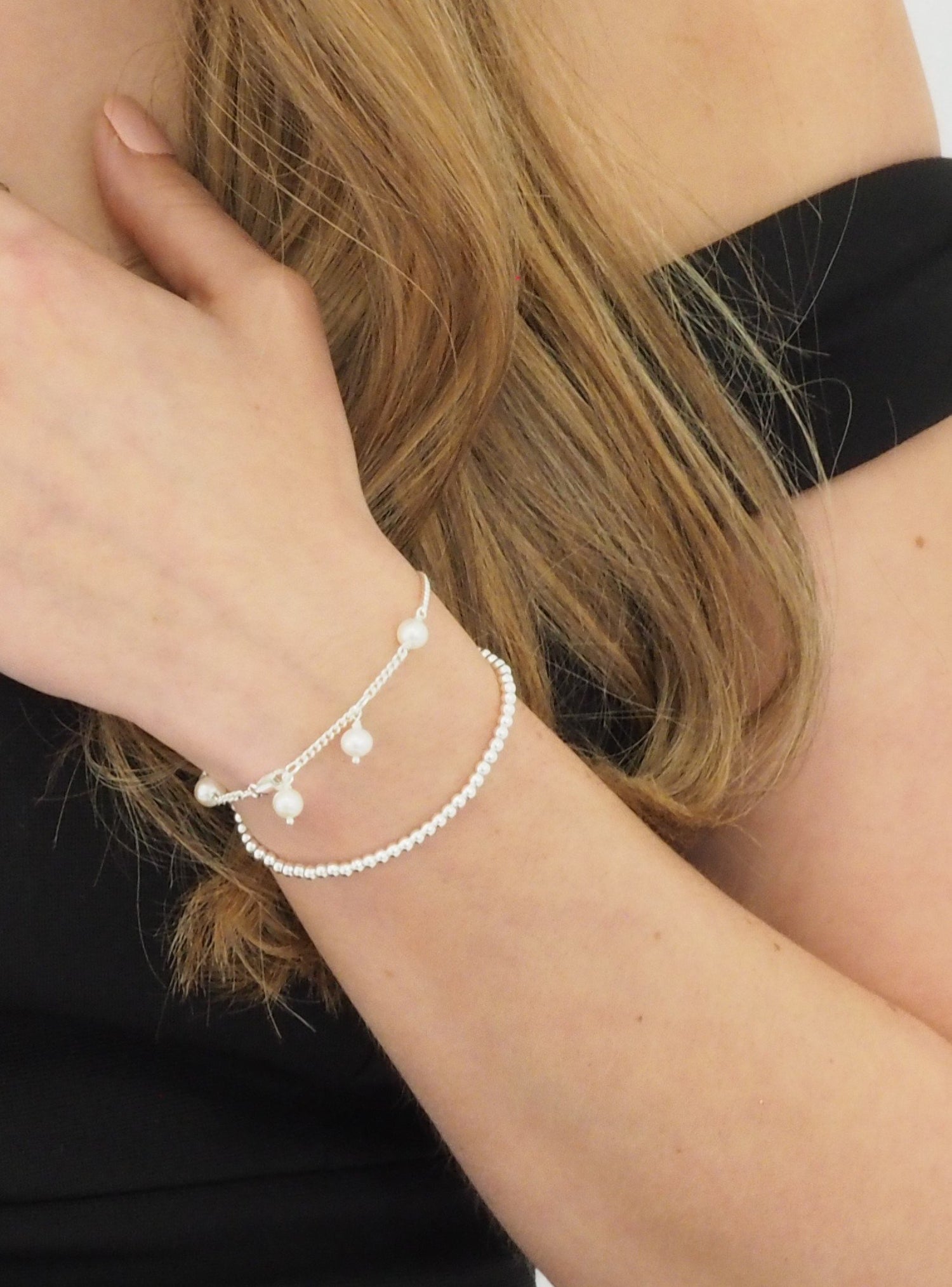 Elise Ball Bead Stretch Bracelet in Sterling Silver