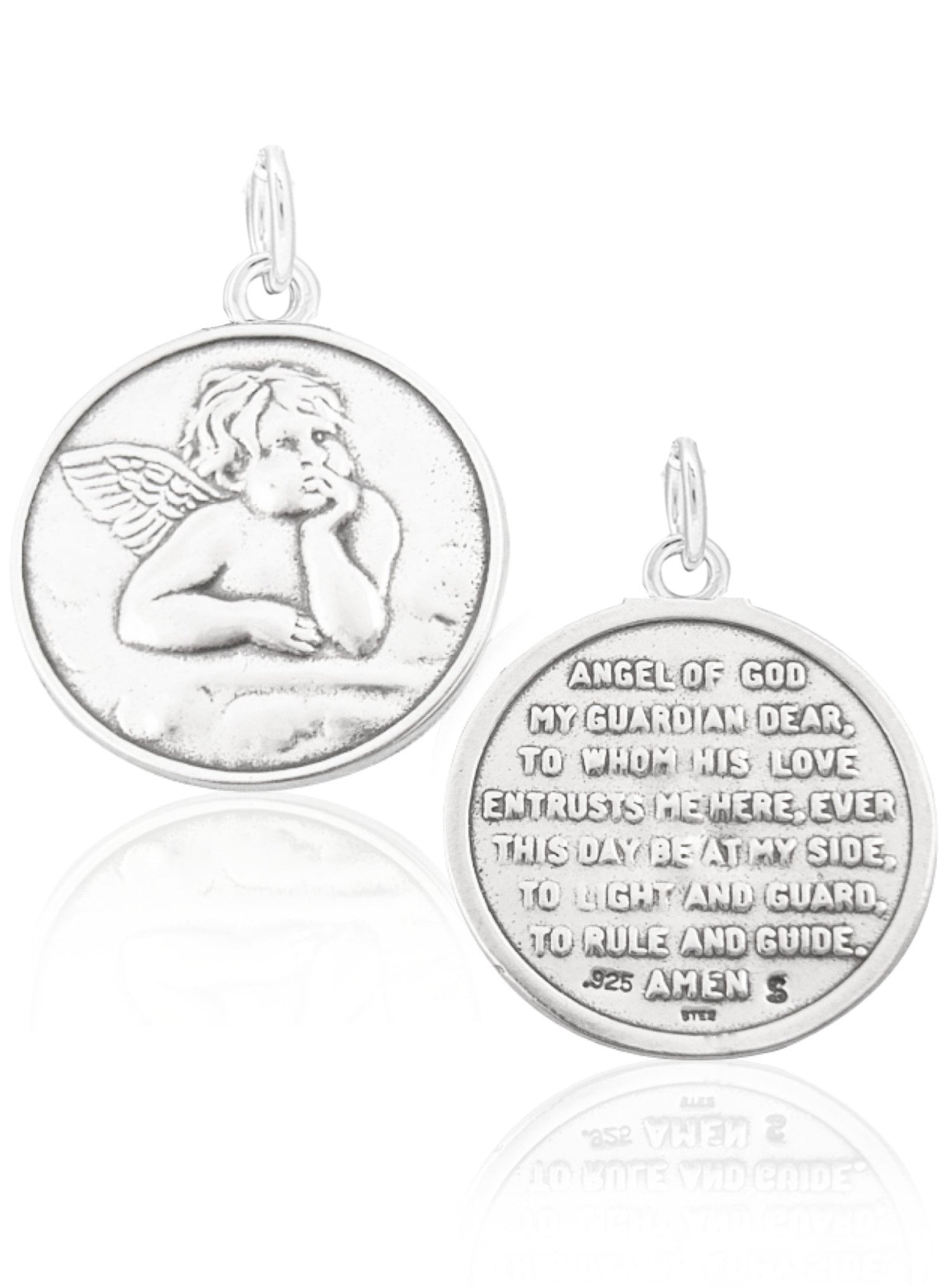 Cherub Guardian Angel Prayer Charm Sterling Silver