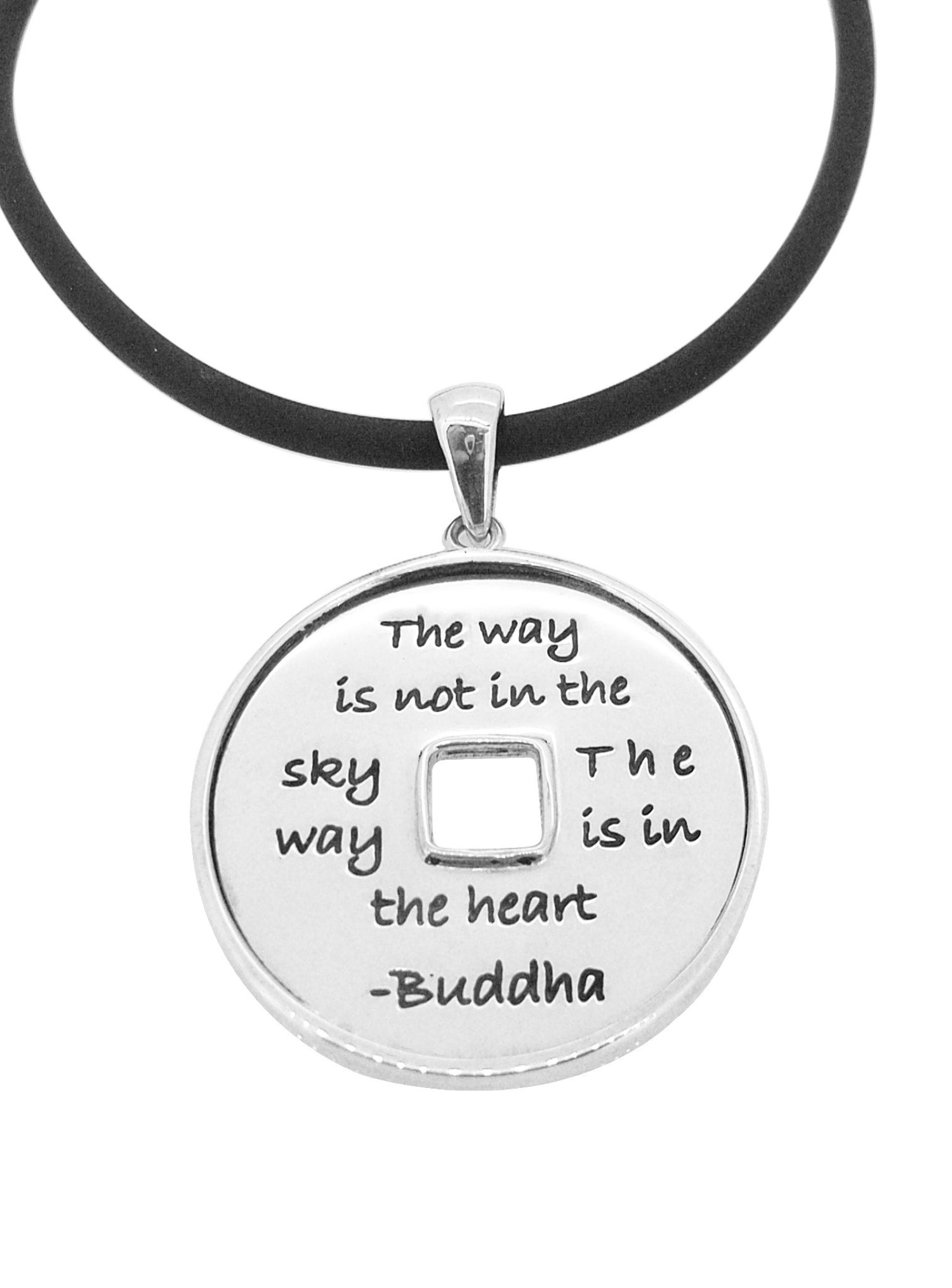 Unisex Chinese Coin Charm Pendant in Sterling Silver