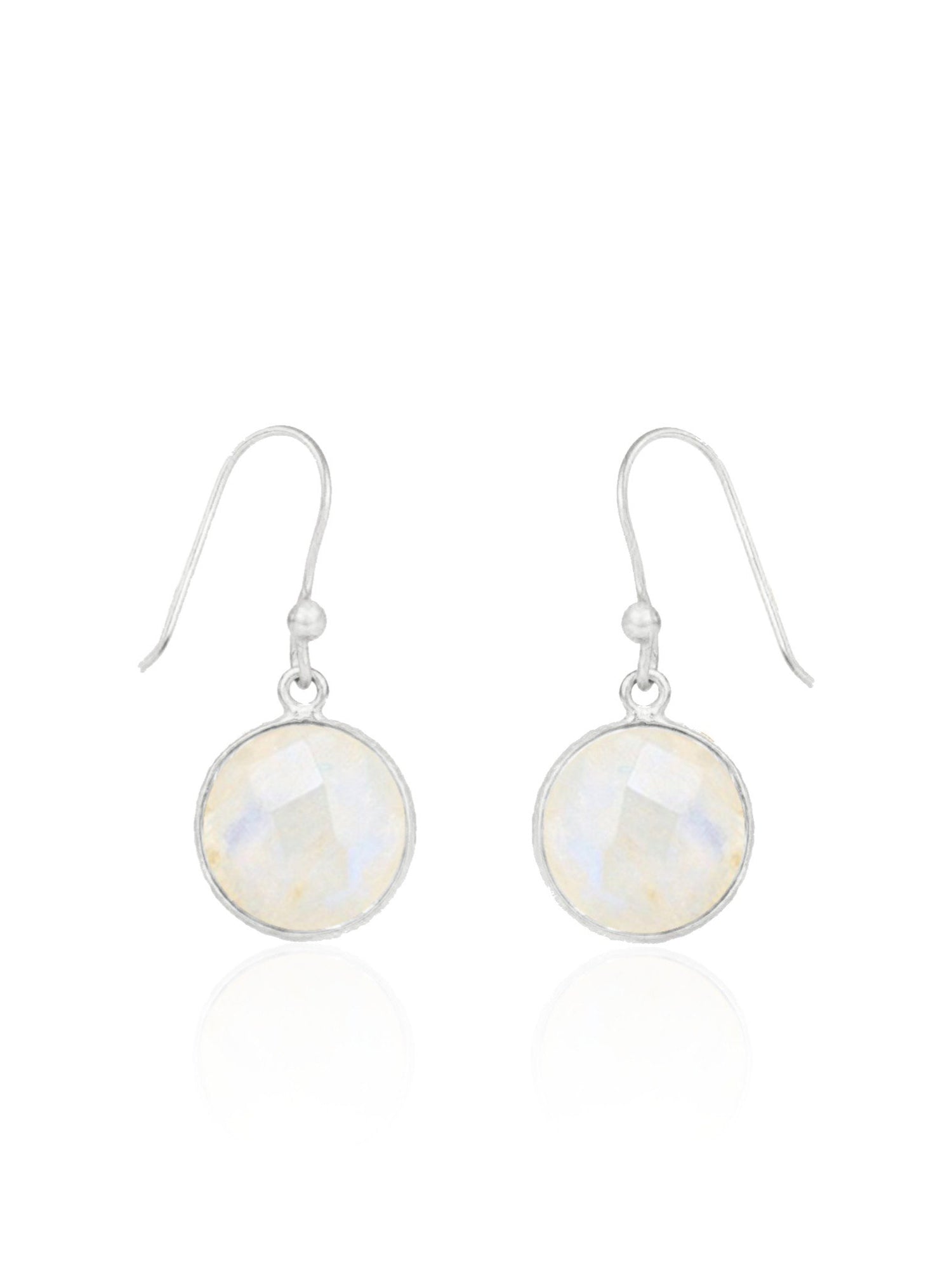 Belle Simple Rainbow Moonstone Earrings in Silver