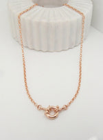Oval Belcher 2.2mm Chain Necklace With Bolt Ring in 9ct Rose Gold