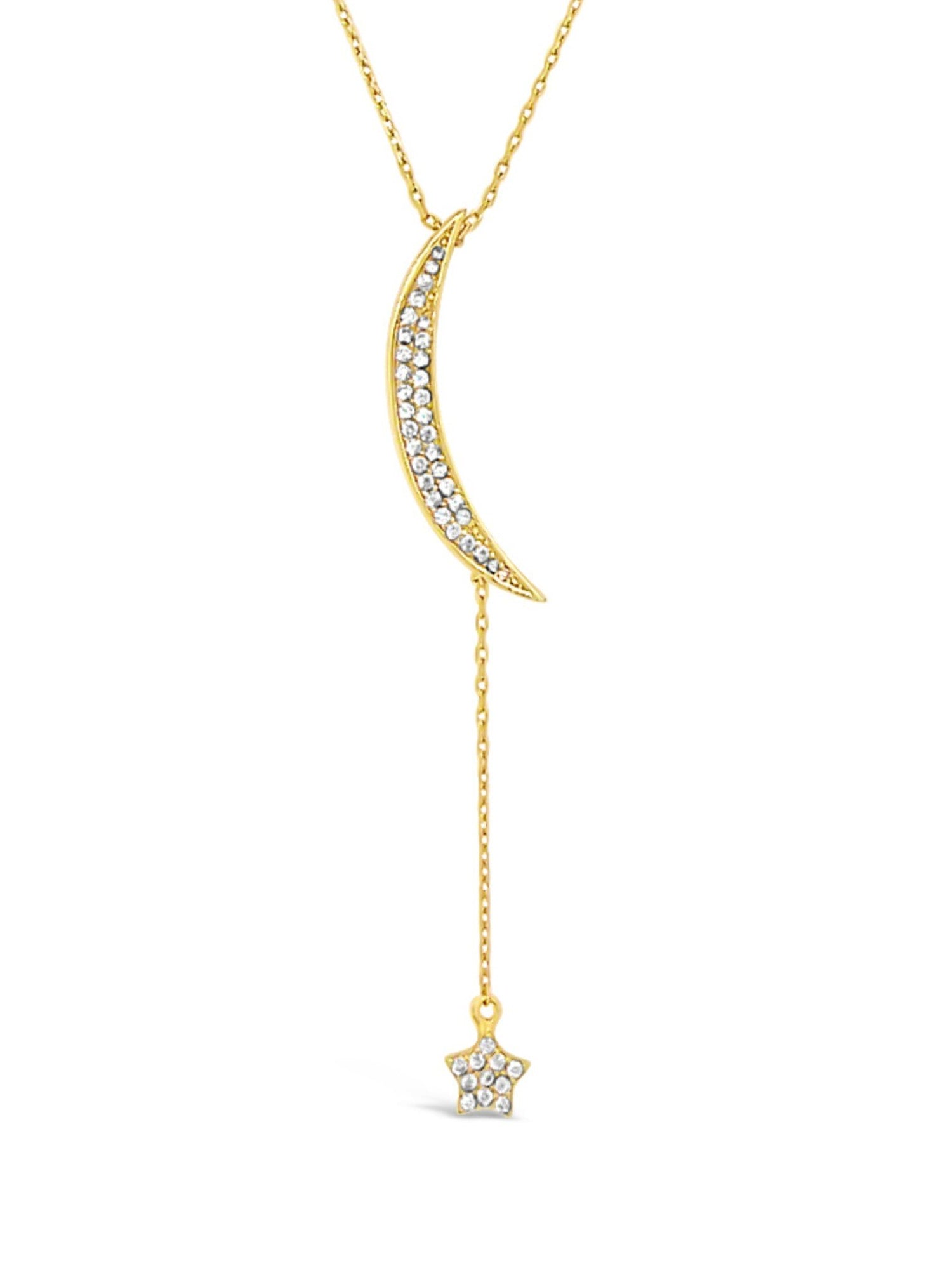 Dakota Star Moon Cz Drop Necklace in Gold