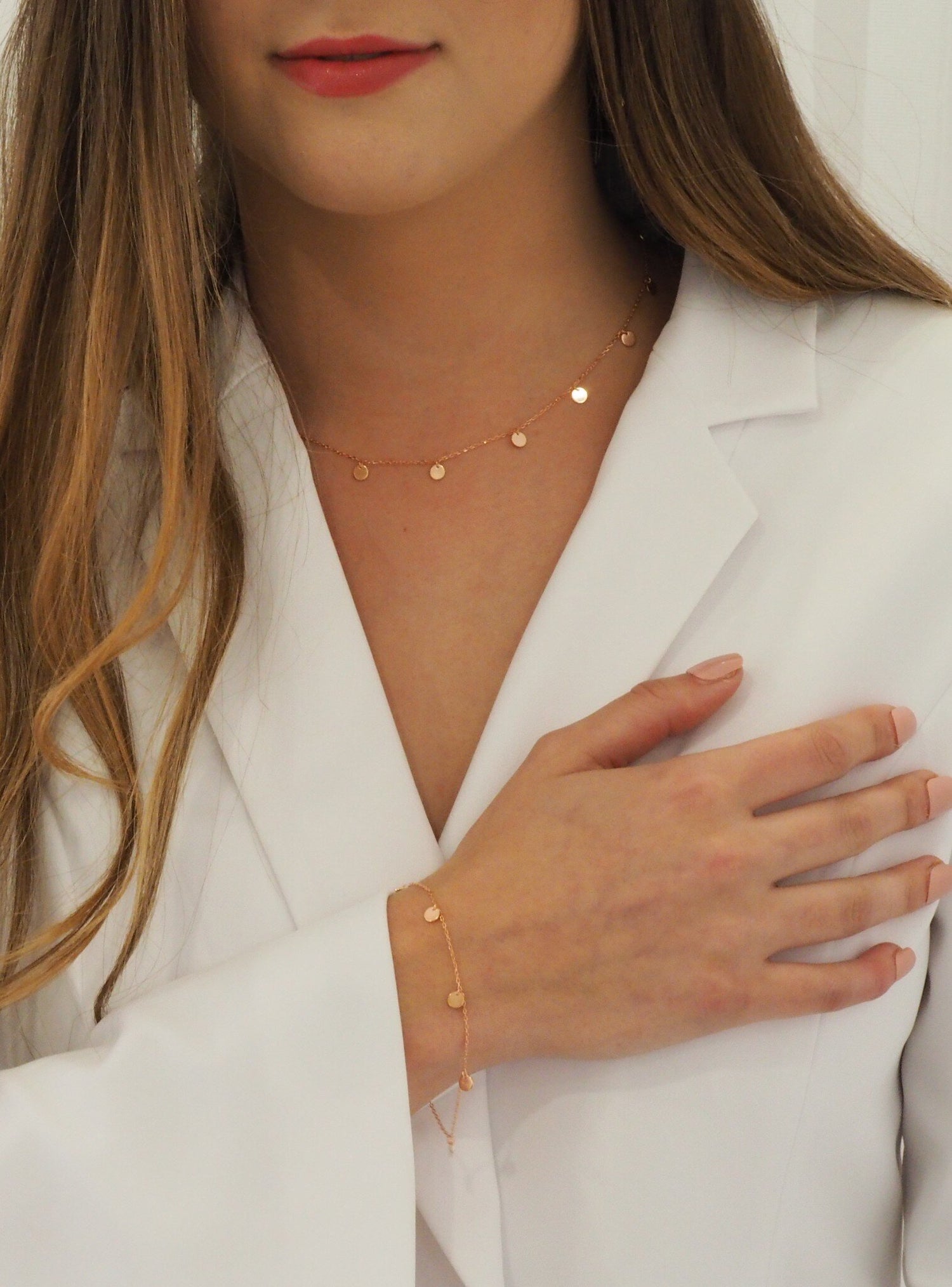 Dakota Mini Disc Coin Bracelet in Rose Gold