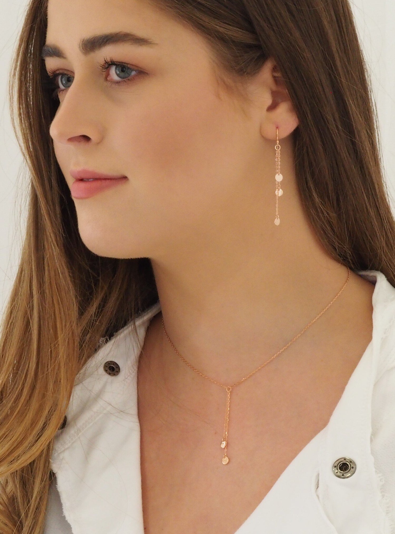 Dakota Mini Disc Coin Earrings in Rose Gold
