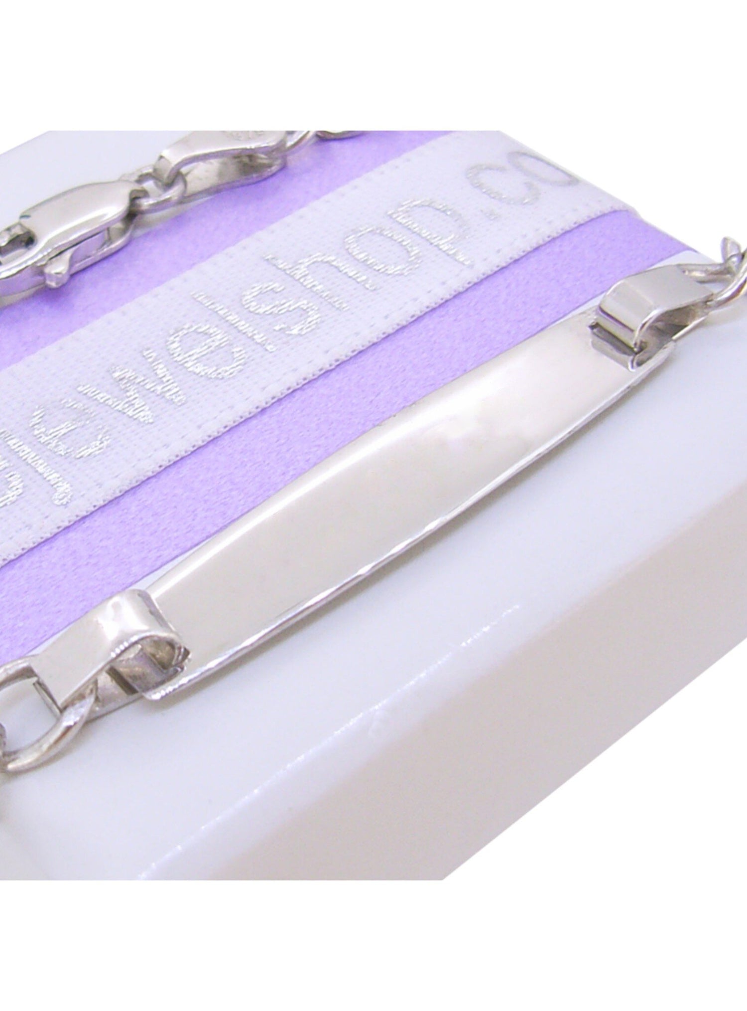 Baby Boy Curb Identity Bracelet in 9ct White Gold