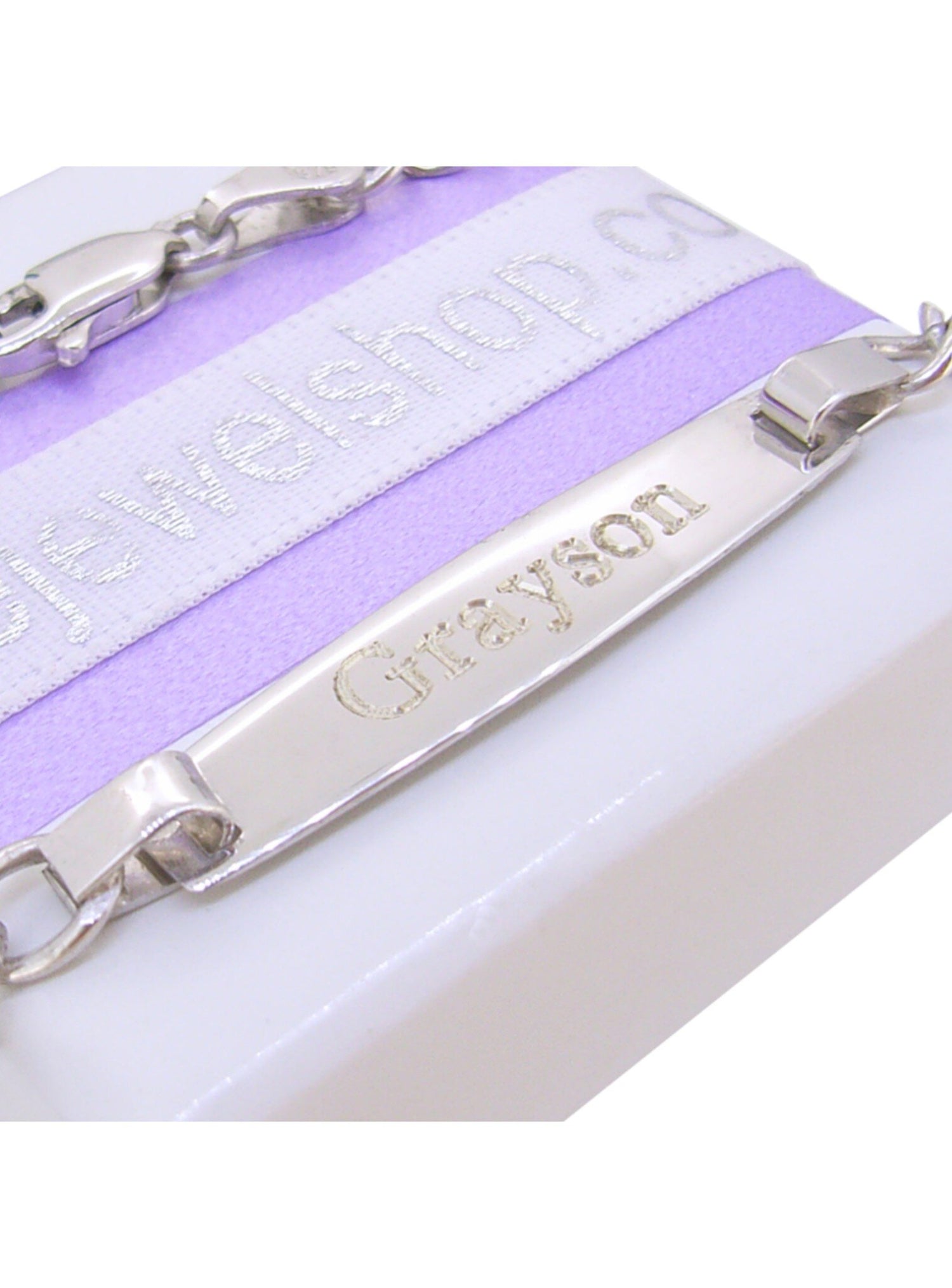 Baby Boy Curb Identity Bracelet in 9ct White Gold
