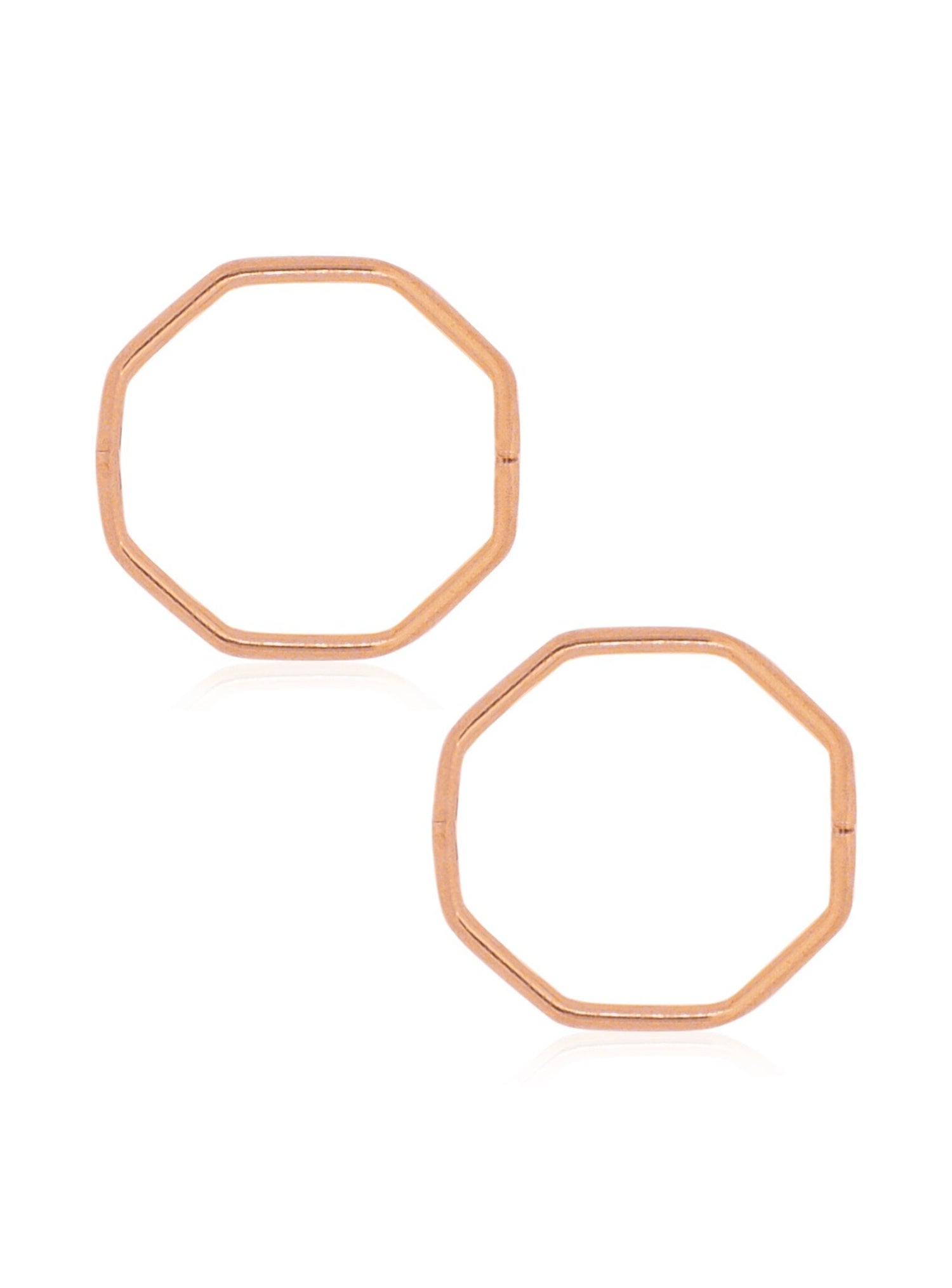 Octagonal Hinged Sleeper Hoop Earrings in 9ct Rose Gold