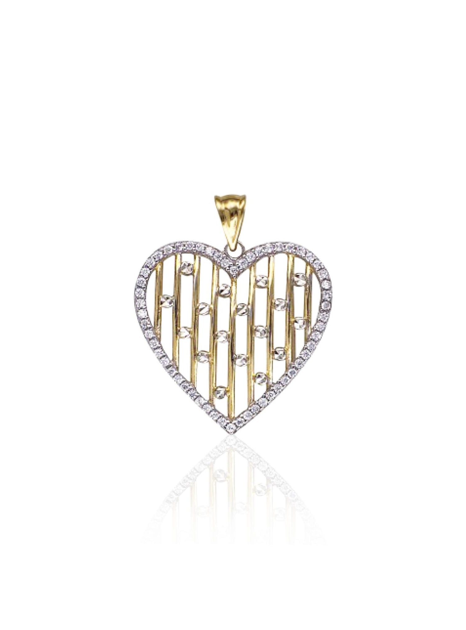 Fancy Cz Heart Pendant With Lattice Design in 9ct Gold