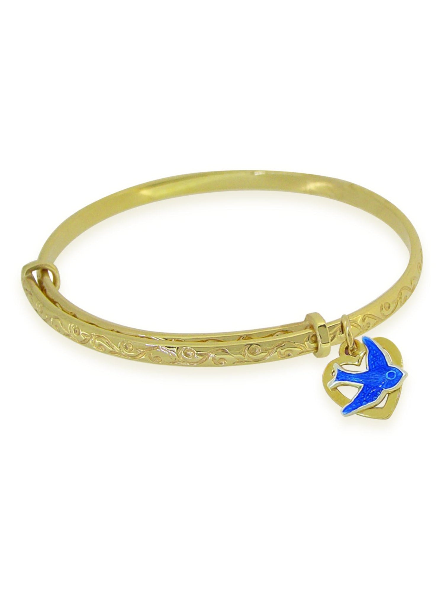 Bluebird Love Heart Expanding Bangle in 9ct Gold