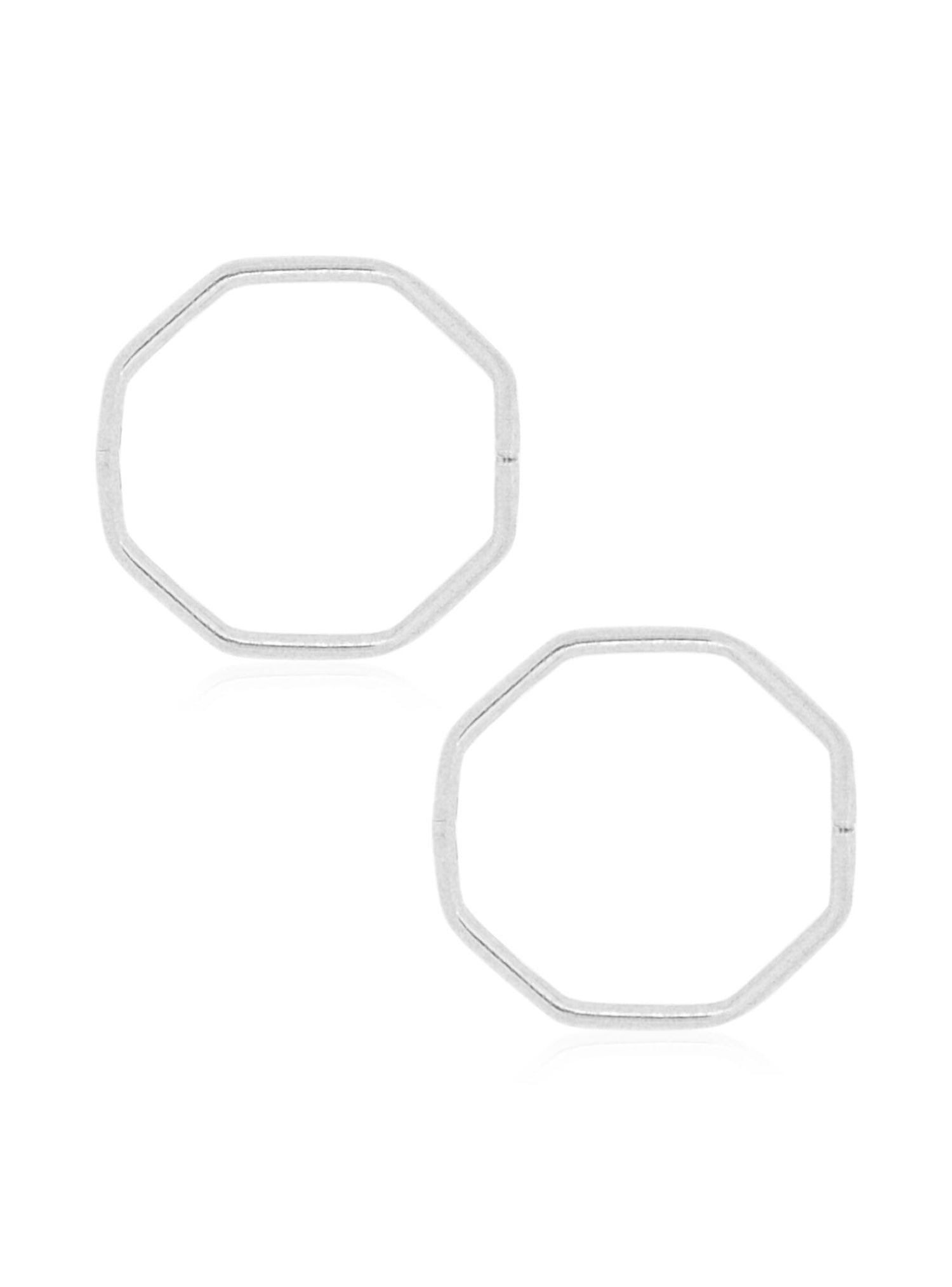 Octagonal Hinged Sleeper Hoop Earrings in Sterling Silver