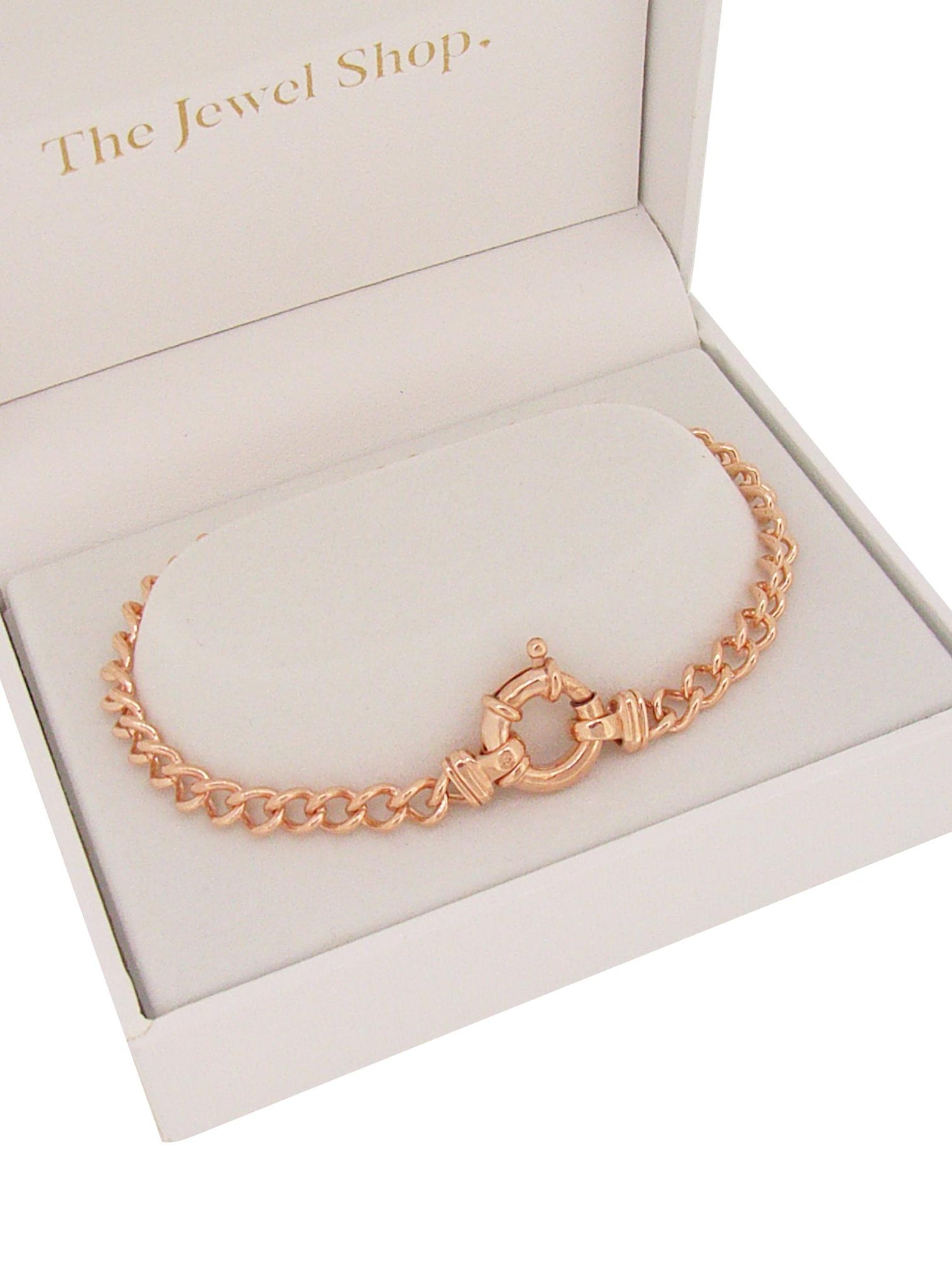 Reagan Curb Bracelet With Large Bolt Ring in Rose