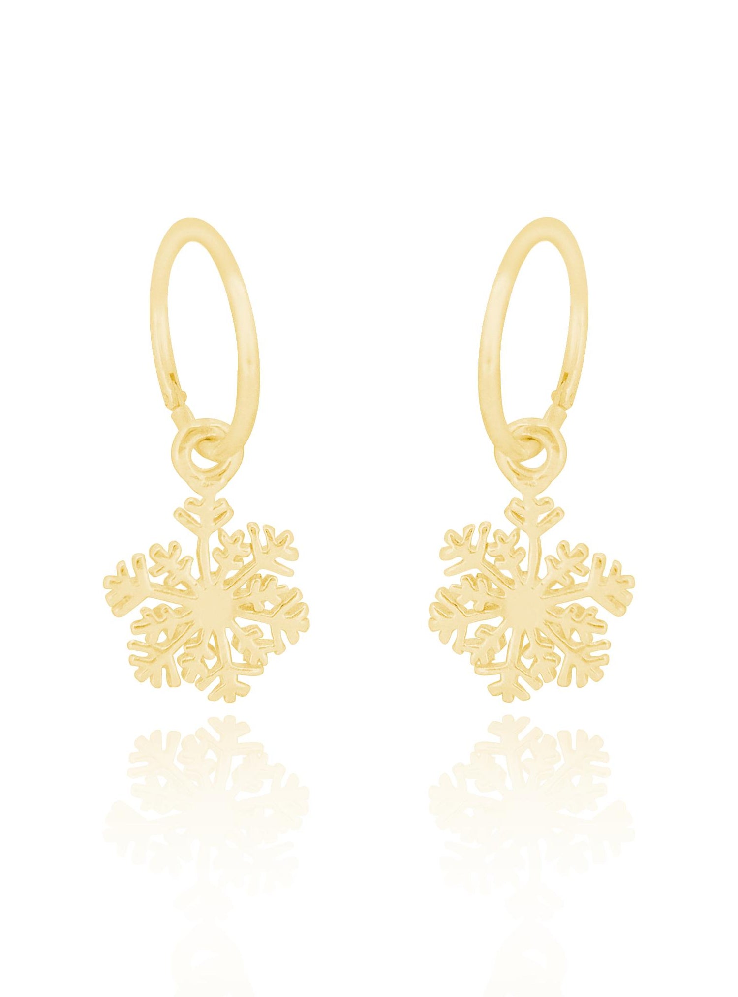 Christmas Snowflake Charm Sleeper Earrings in 9ct Gold