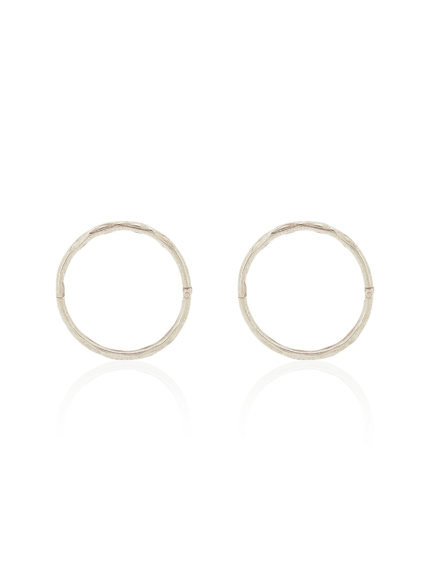 Large Facet Hinged Sleeper Hoop Earrings in Sterling Silver