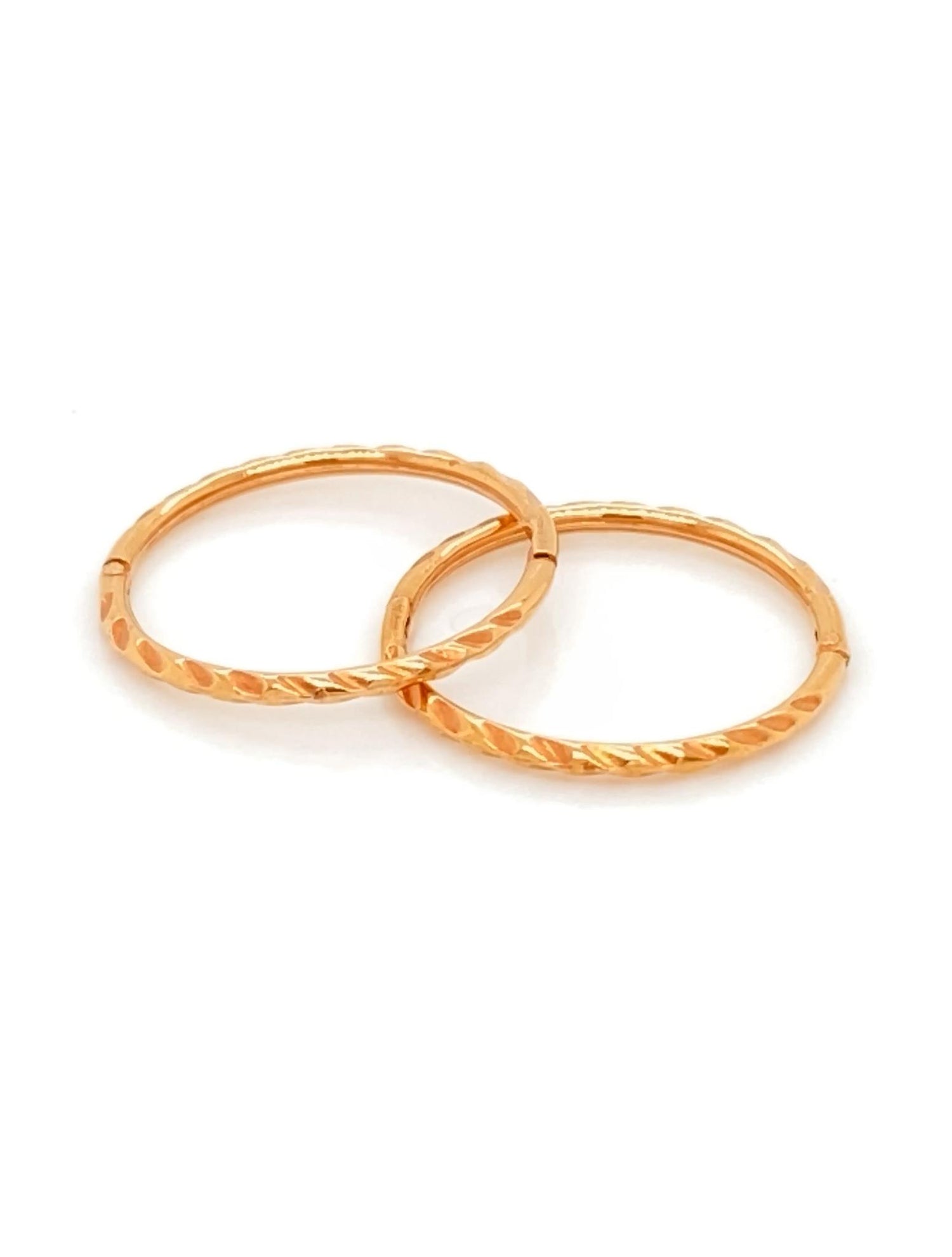 Large Twist Hinged Sleeper Hoop Earrings in 14ct Rose