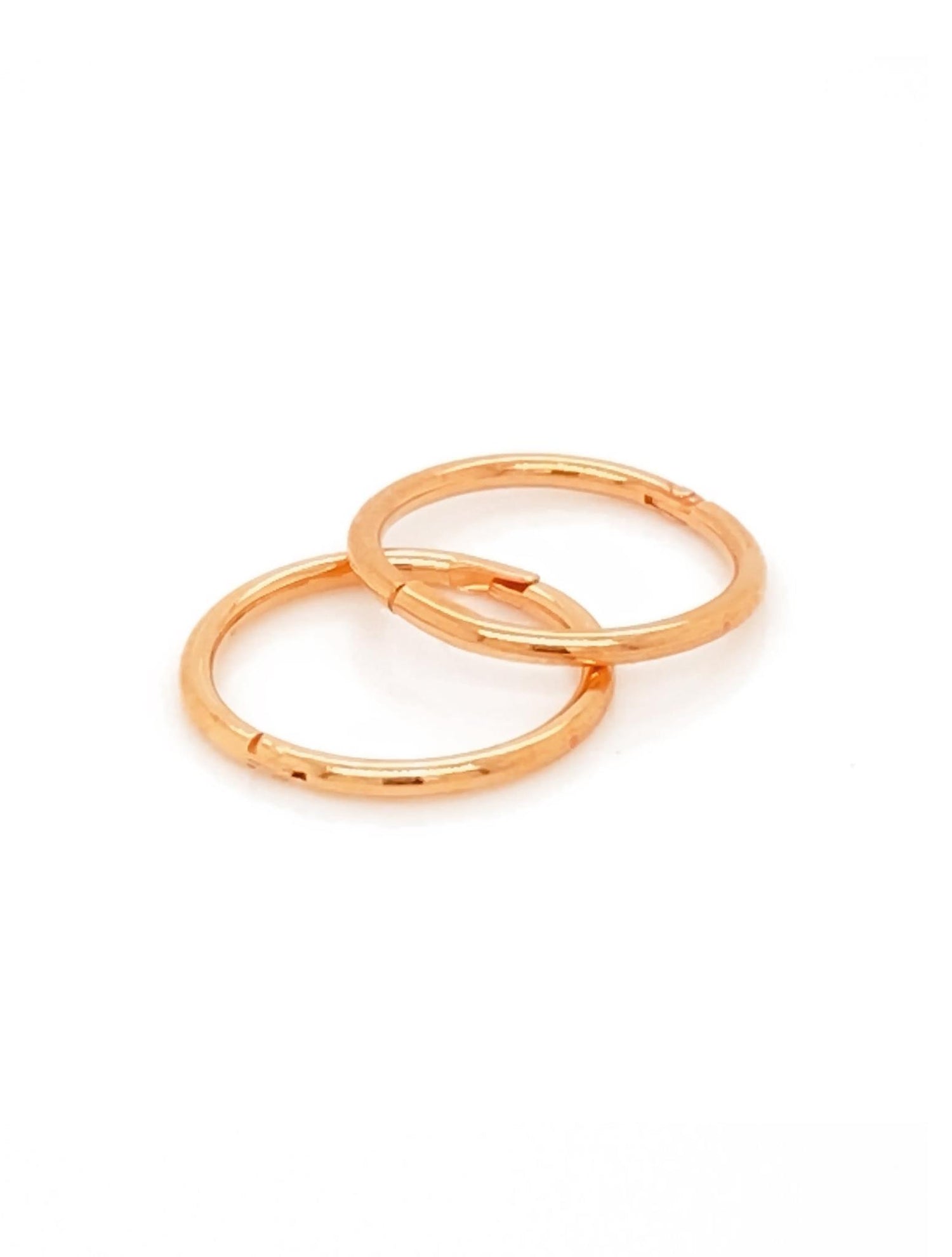 Small Plain Hinged Sleeper Hoop Earrings in 9ct Rose Gold