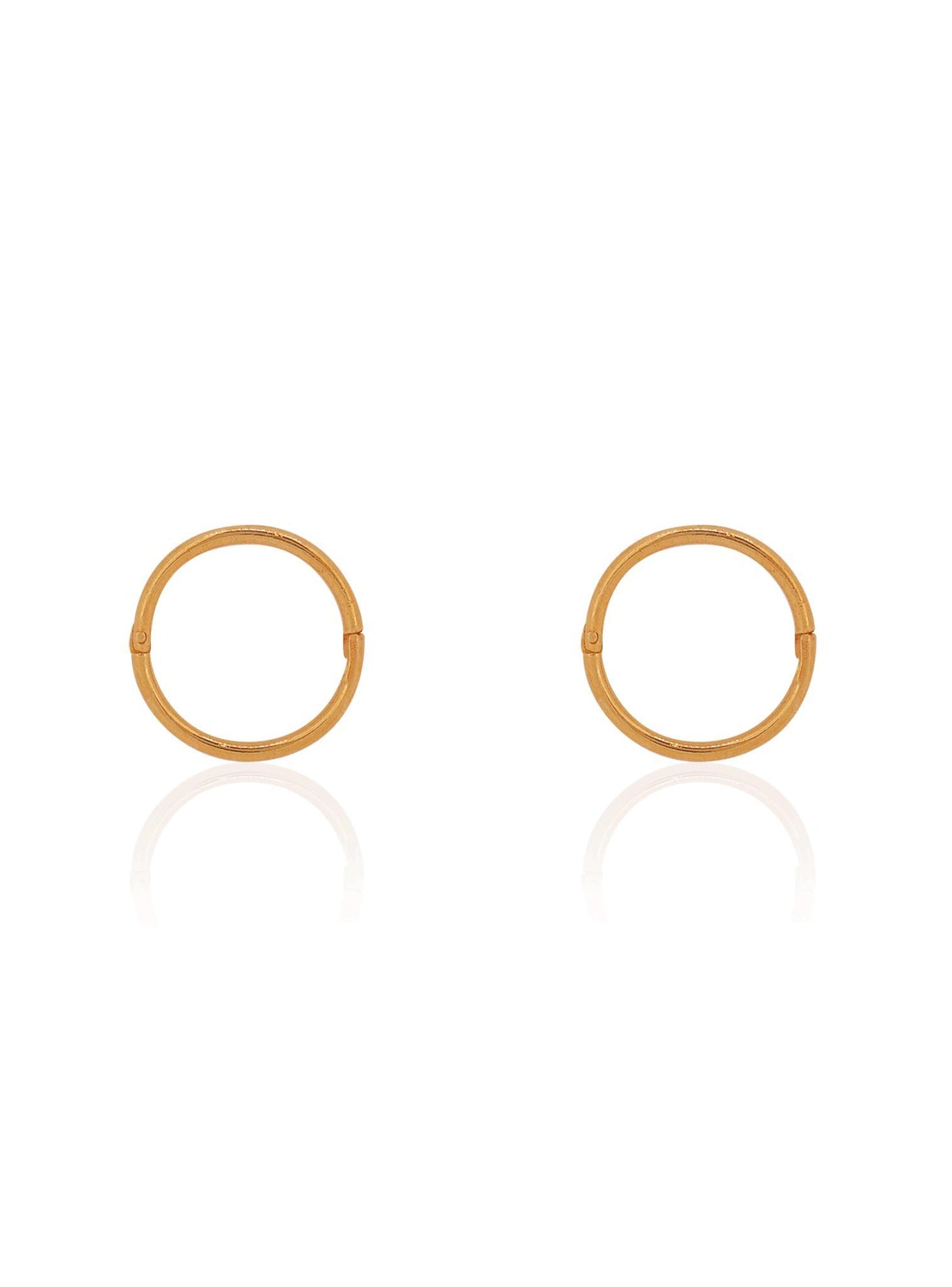 Small Plain Hinged Sleeper Hoop Earrings in 14ct Rose