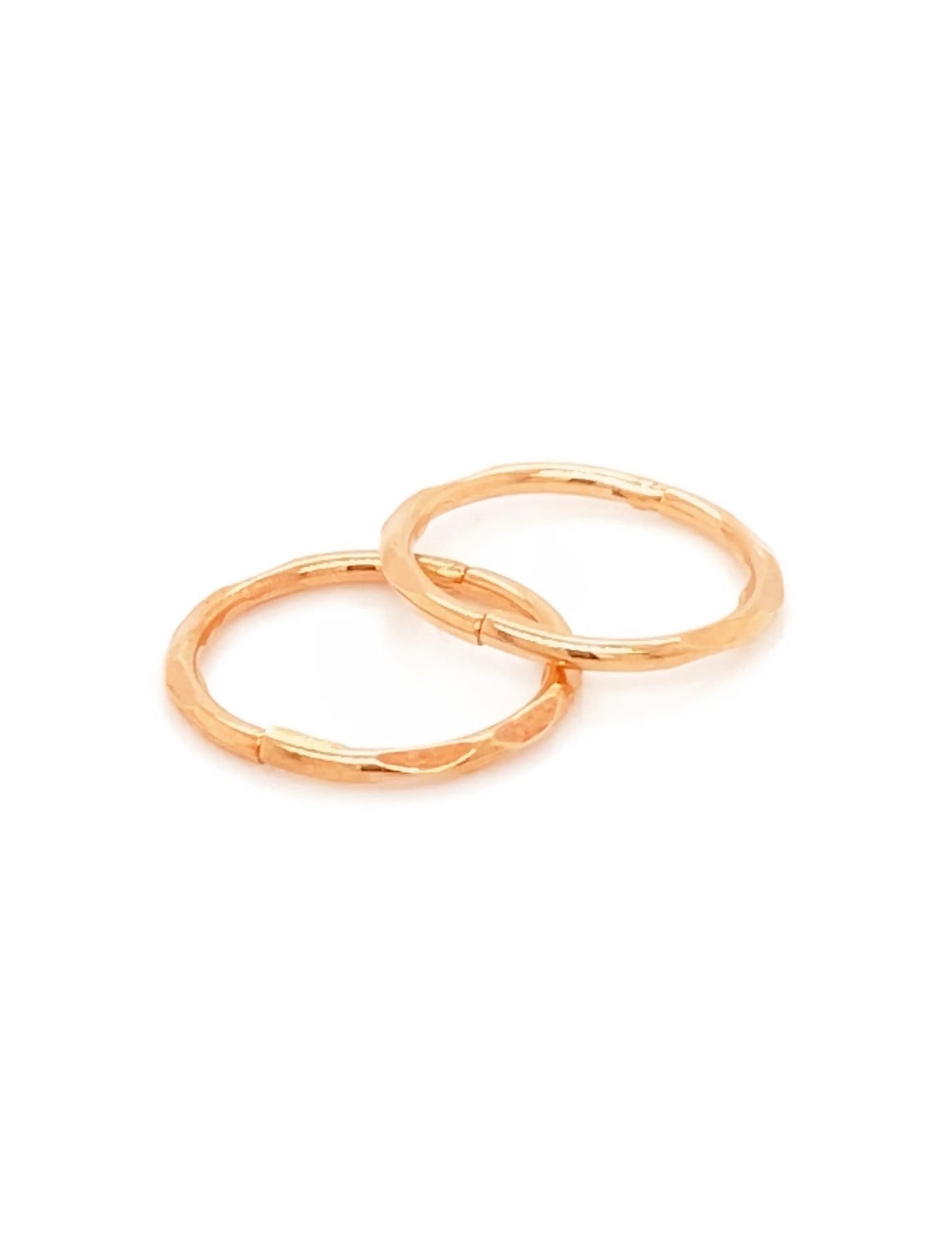 Small Facet Hinged Sleeper Hoop Earrings in 9ct Rose Gold