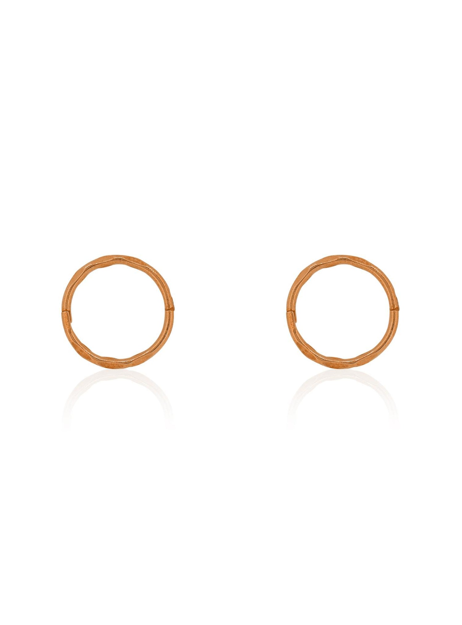 Small Facet Hinged Sleeper Hoop Earrings in 14ct Rose