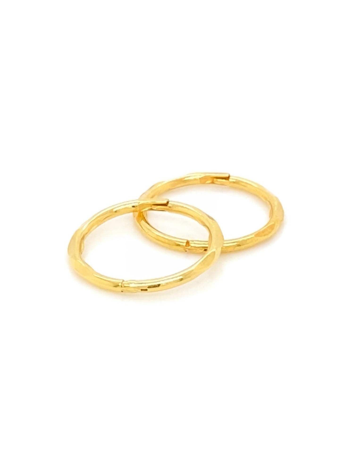 Small Facet Hinged Sleeper Hoop Earrings in 22ct Gold