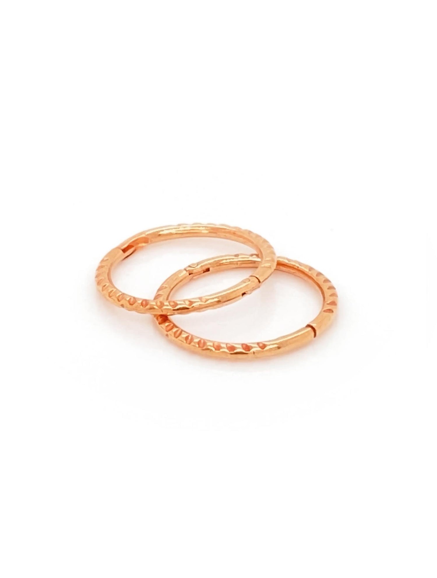 Small Twist Hinged Sleeper Hoop Earrings in 14ct Rose