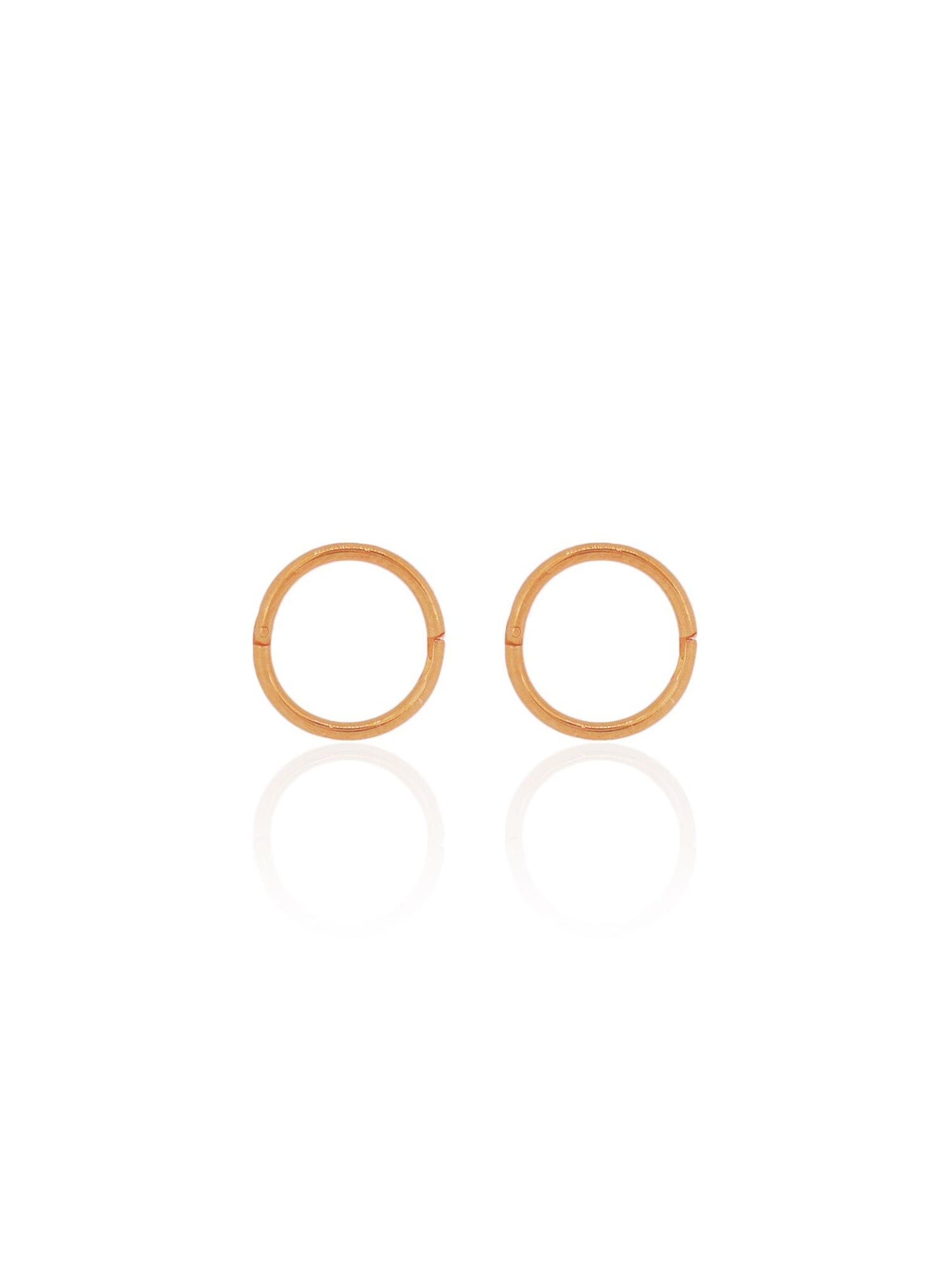 Mini Baby Plain Hinged Sleeper Earrings in 14ct Rose