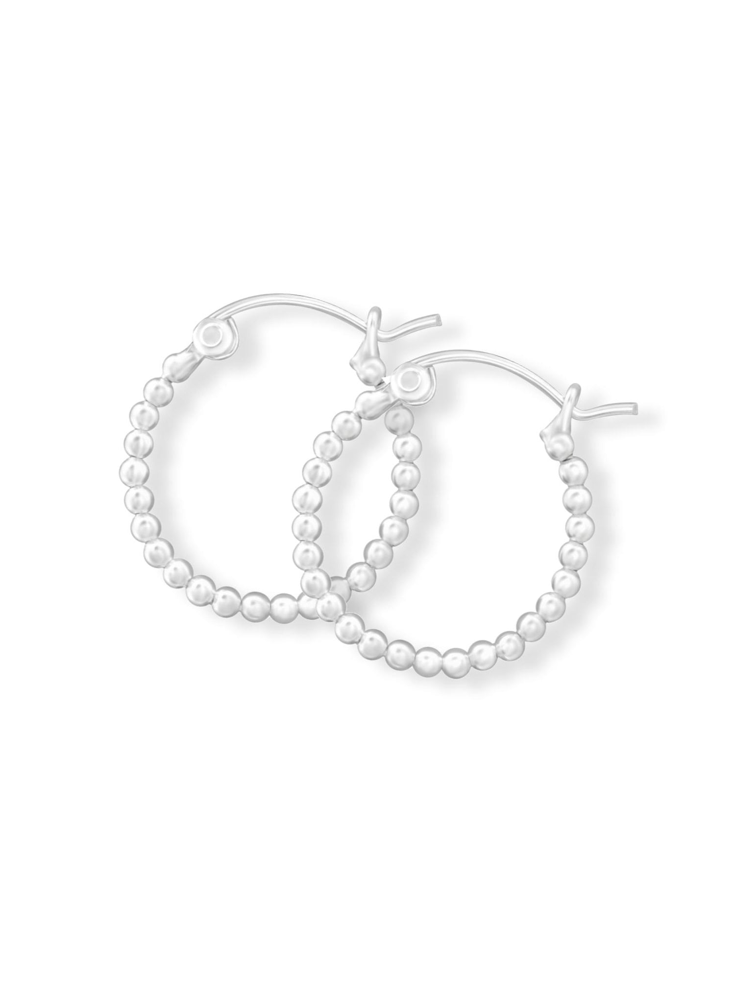 Elise Ball Beaded 20mm Hoop Earrings in Sterling Silver