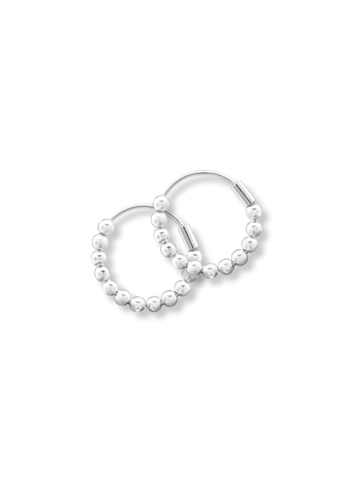 Elise Ball Beaded 14mm Hoop Earrings in Sterling Silver