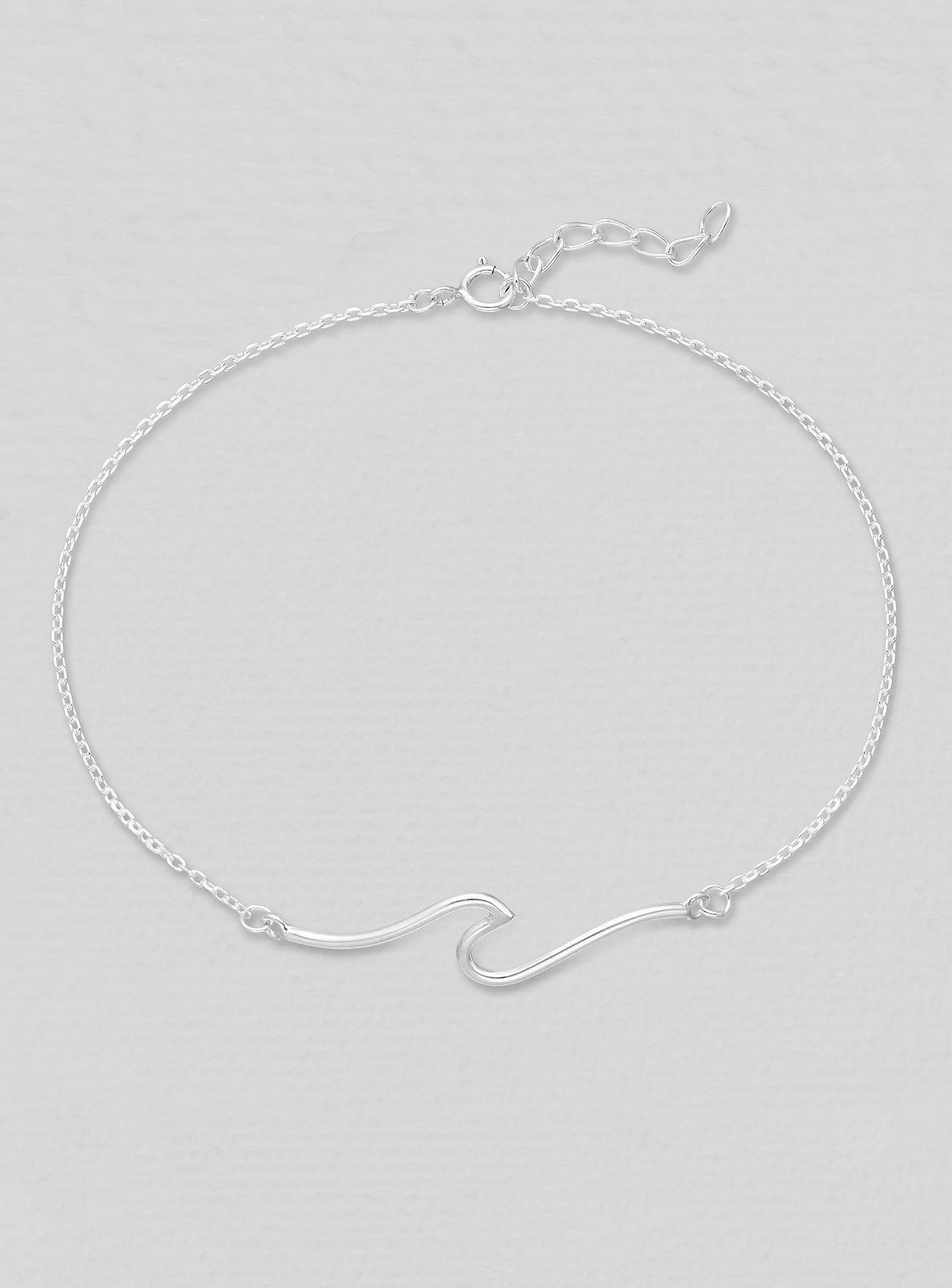 Surf Ocean Wave Love Britty Anklet in Sterling Silver