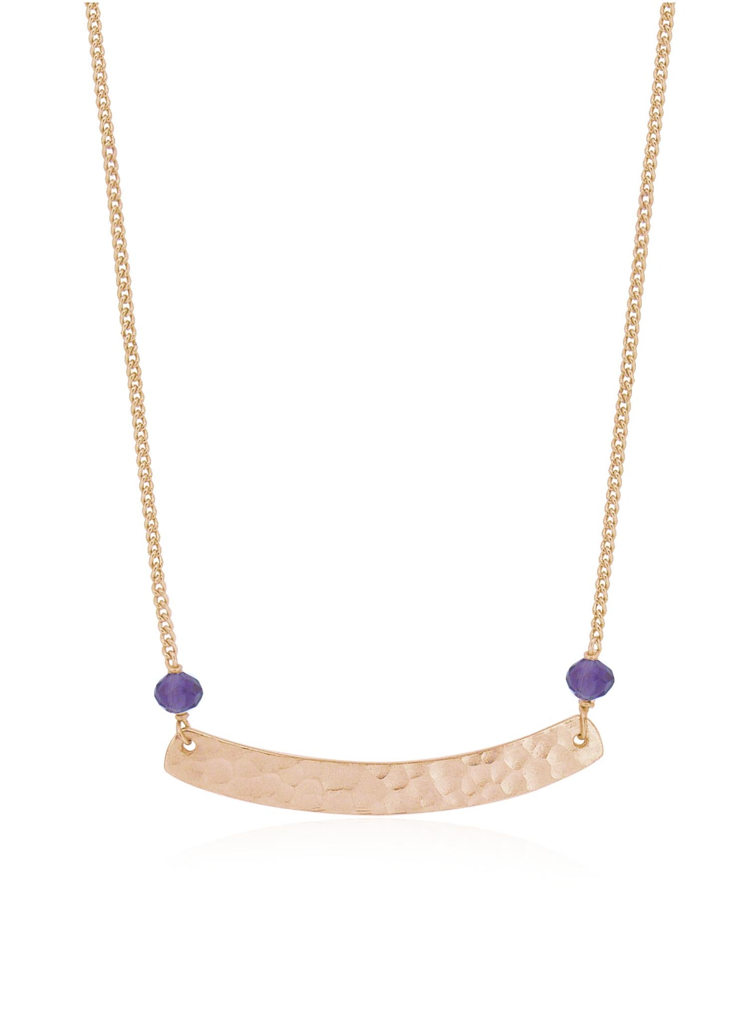 Florence Hammered Bar Amethyst Necklace in Rose