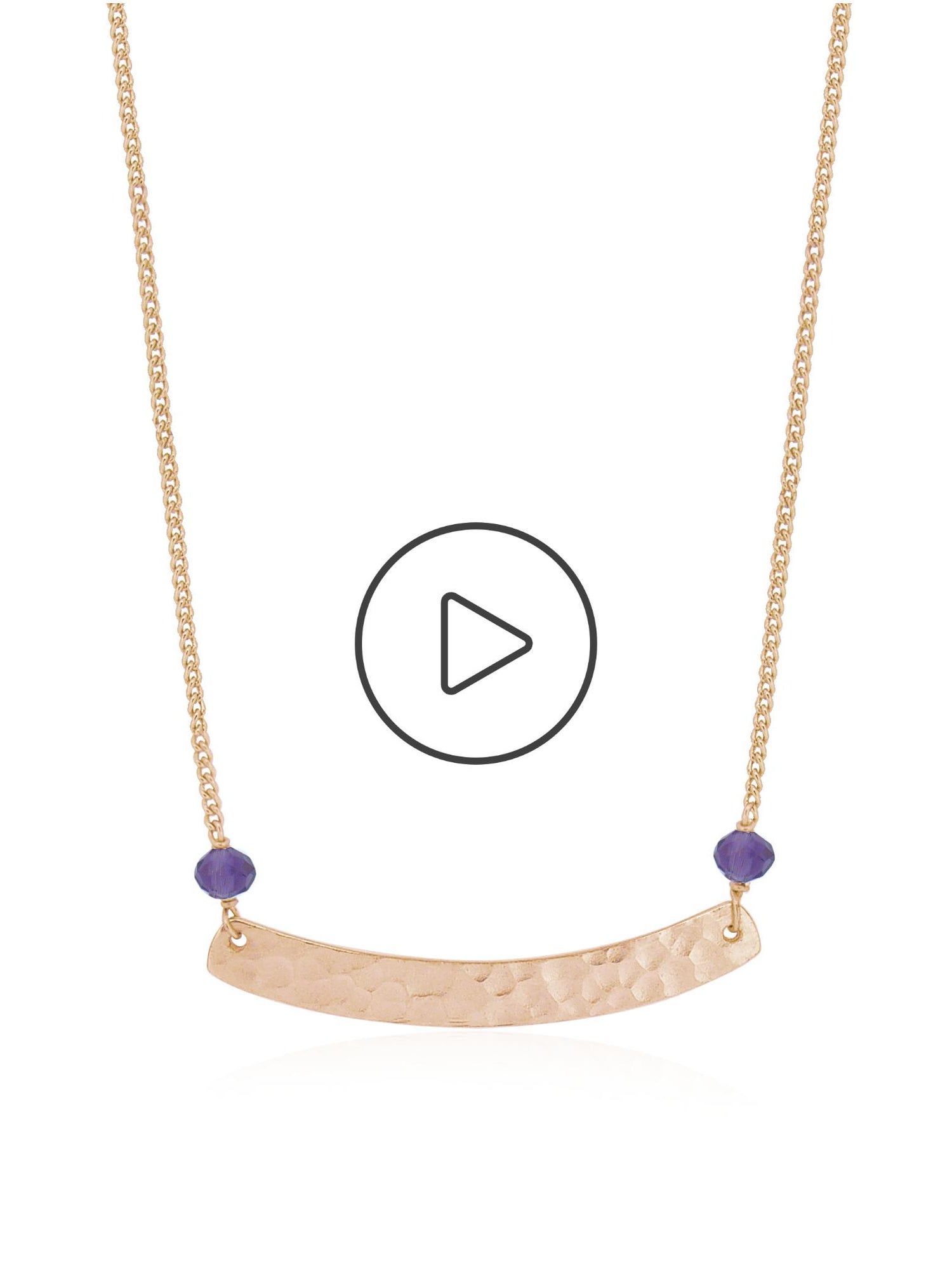 Florence Hammered Bar Amethyst Necklace in Rose