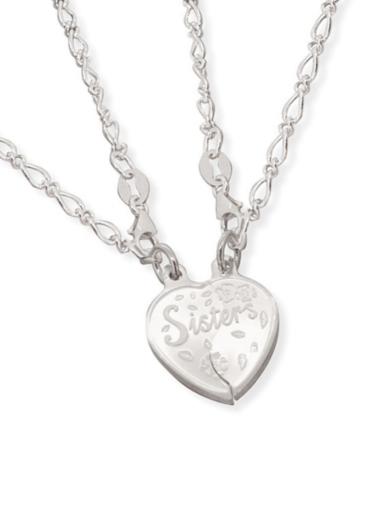 Two Anklets With Break Pendant Sisters Charm in Sterling Silver