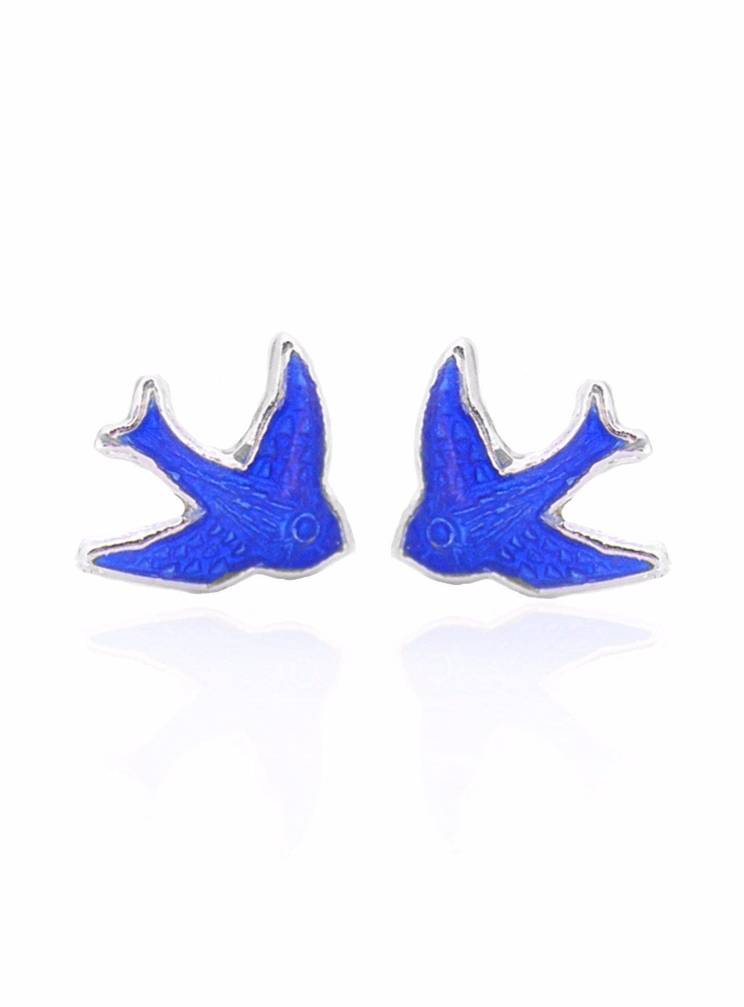 Bluebird of Happiness Charm Earrings in Sterling Silver
