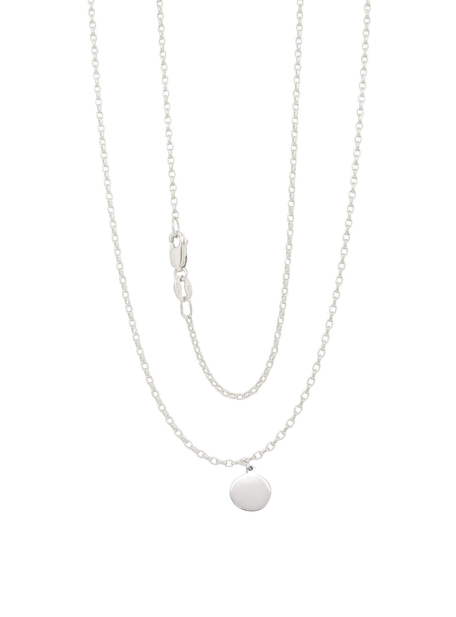 Personalised Coin Fine Belcher Anklet Chain in Sterling Silver