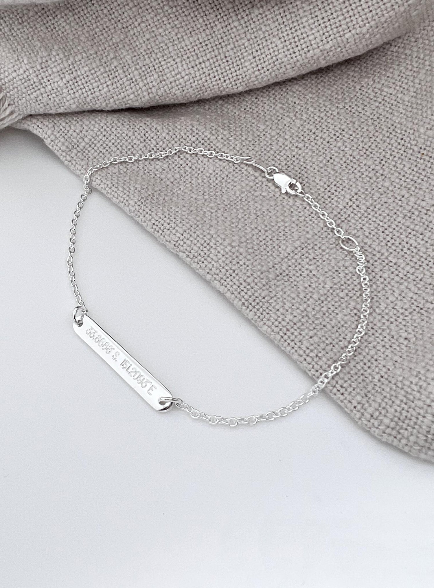 Personalised Bar Tag Anklet in Sterling Silver